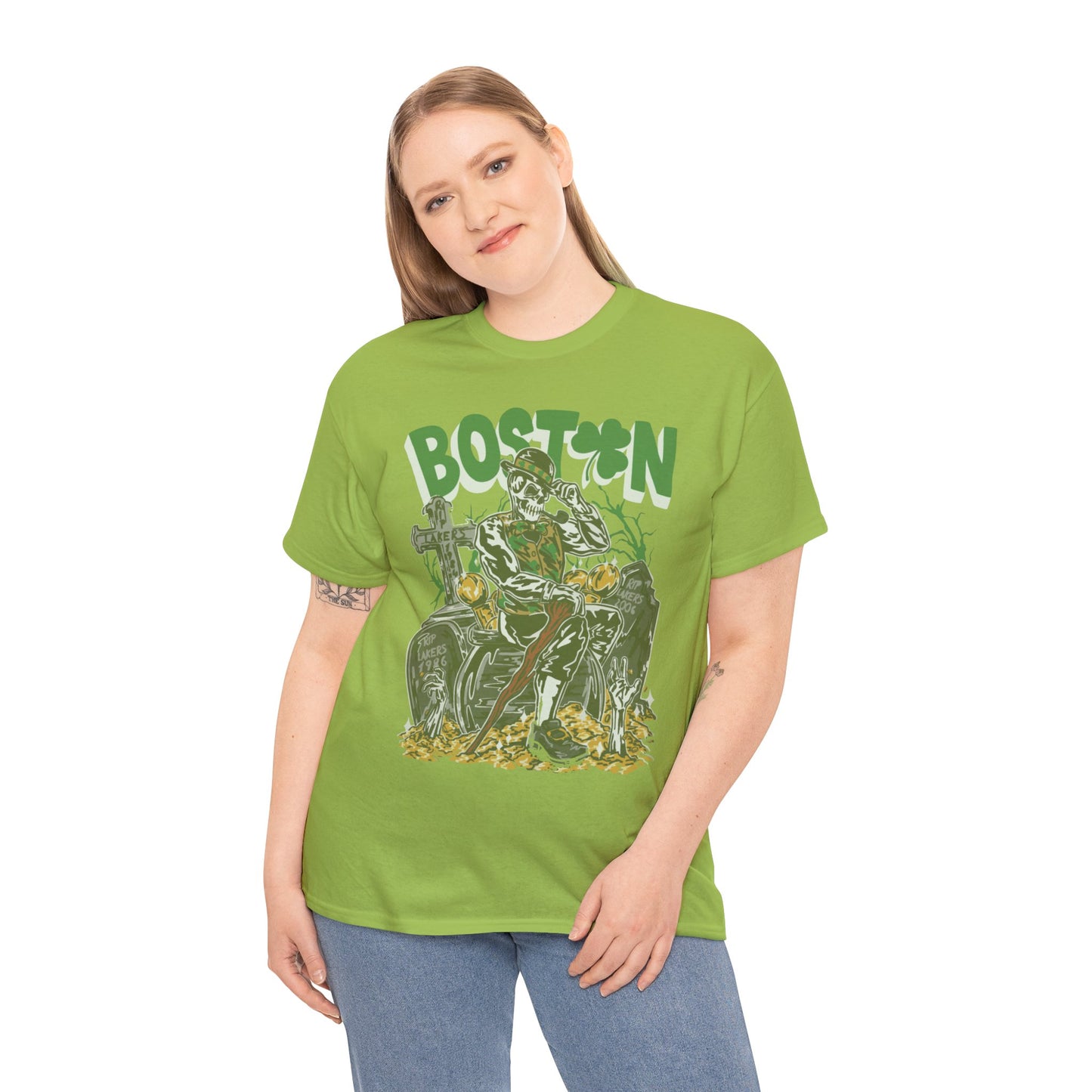 Boston Graphic Tee, Unisex Heavy Cotton T-Shirt, Vintage Boston Shirt, Irish Pride Apparel, St. Patrick's Day Gift, Casual Wear