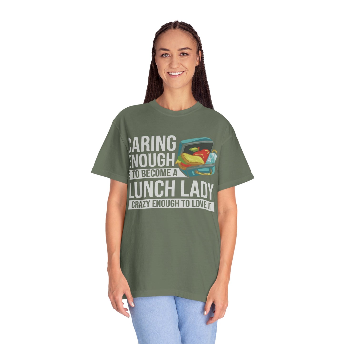 Lunch Lady Humor Unisex T-Shirt, Caring Enough to Become a Lunch Lady, Teacher Gift, Appreciation Gift, Funny T-Shirt, School Staff Tee