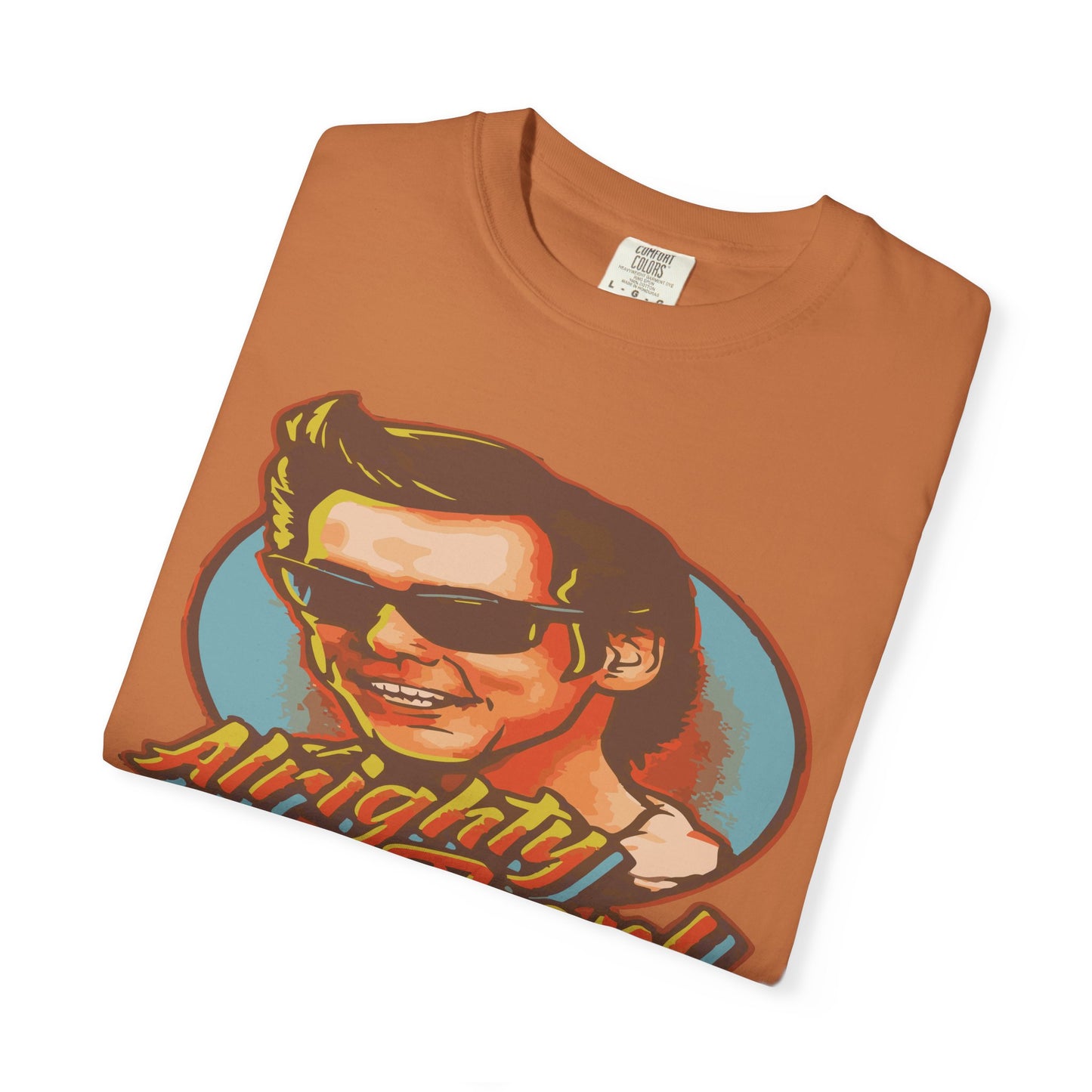 Retro Graphic T-Shirt, Unisex Garment-Dyed Tee, Vintage Style Shirt, Alright Men! Humor Top, Casual Apparel for All Occasions