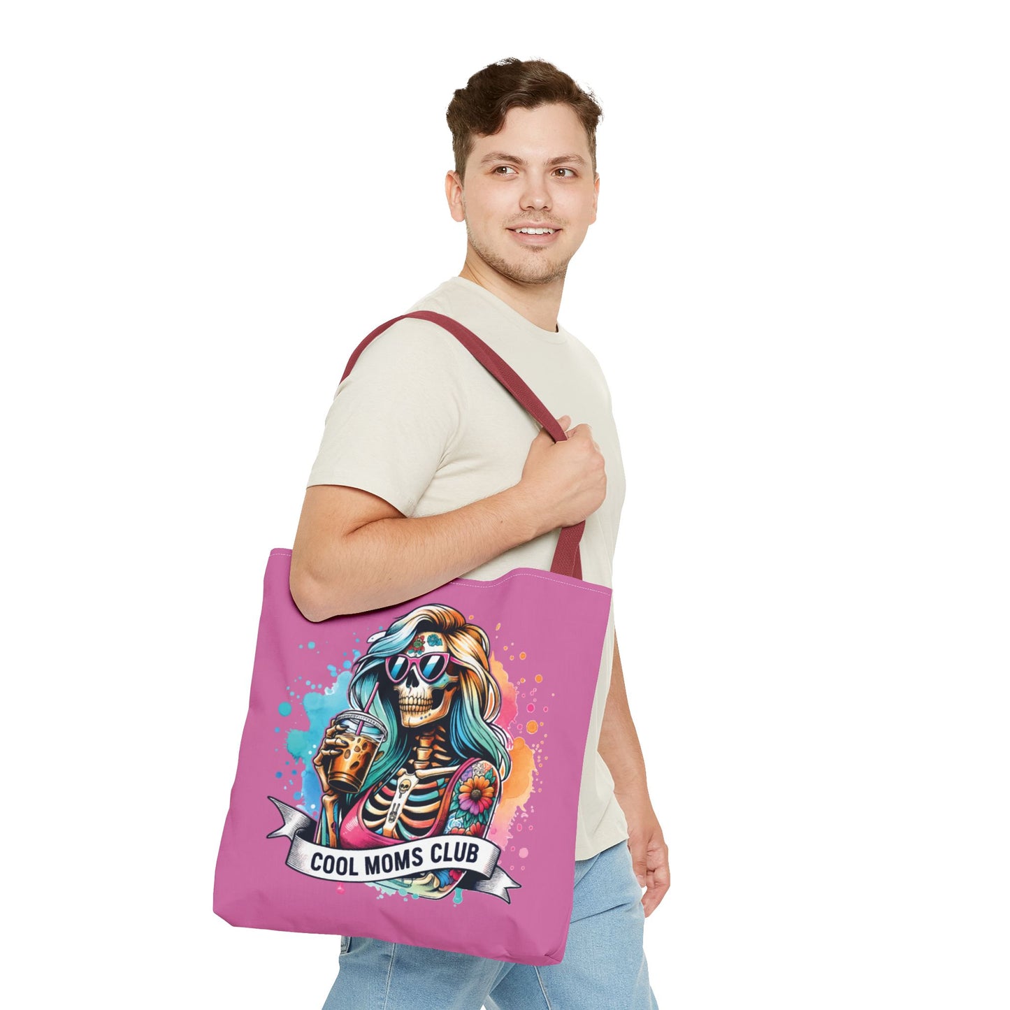 Cool Moms Club Tote Bag, Fun Tote, Sisterhood Gift, Beach Bag, Halloween Accessory, Colorful Shoulder Bag