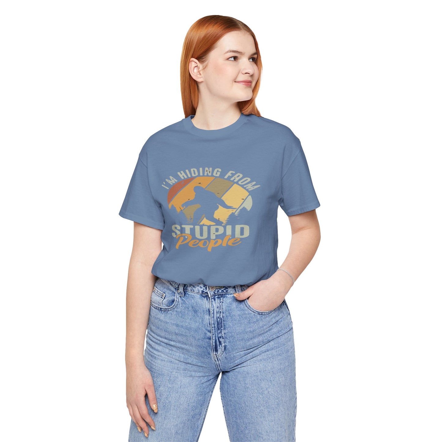 Humorous Unisex Jersey Tee - I’m Hiding From Stupid People, Funny T-Shirt, Casual Wear, Gift for Friends, Summer Outfit, Quirky Humor