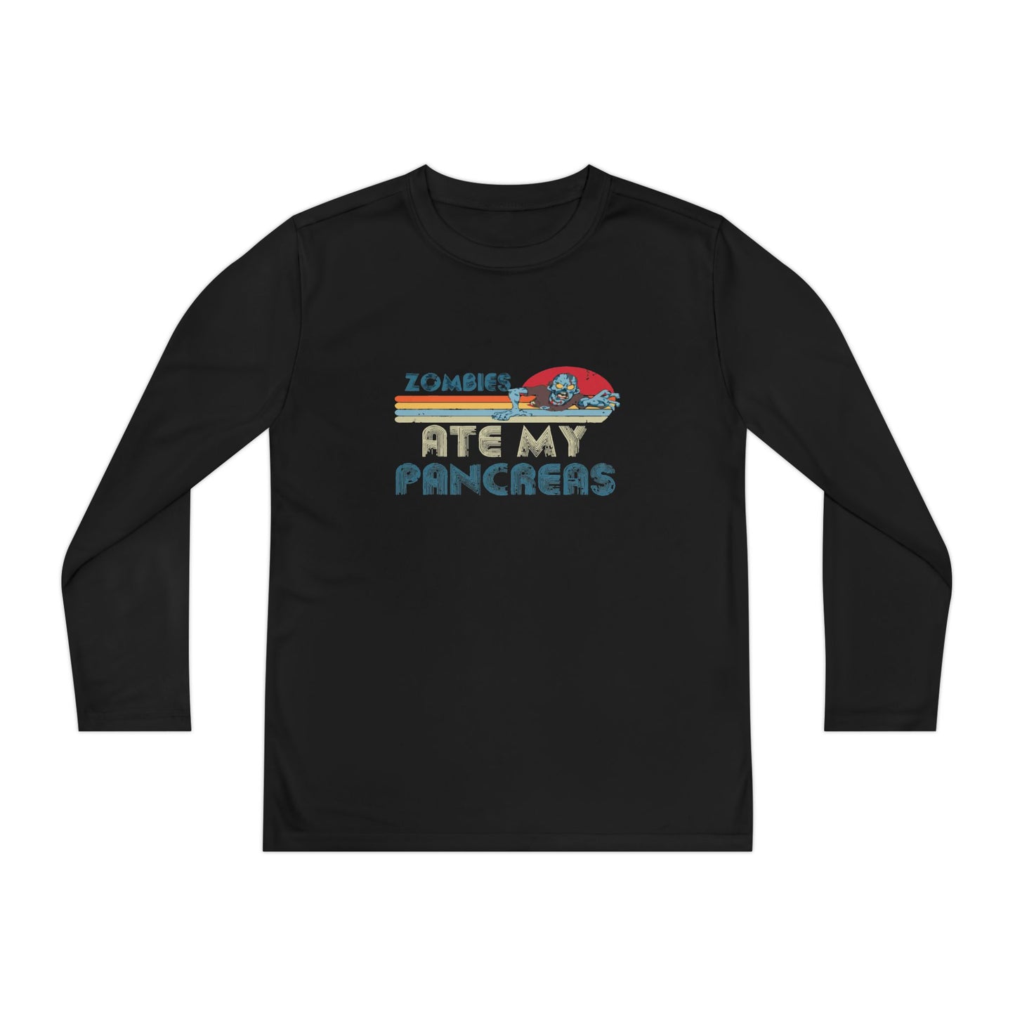 Youth Long Sleeve Funny Tee - Zombies Eat My Pancreas, Gift for Kids, Birthday Shirt, Humor Apparel, Summer Fashion