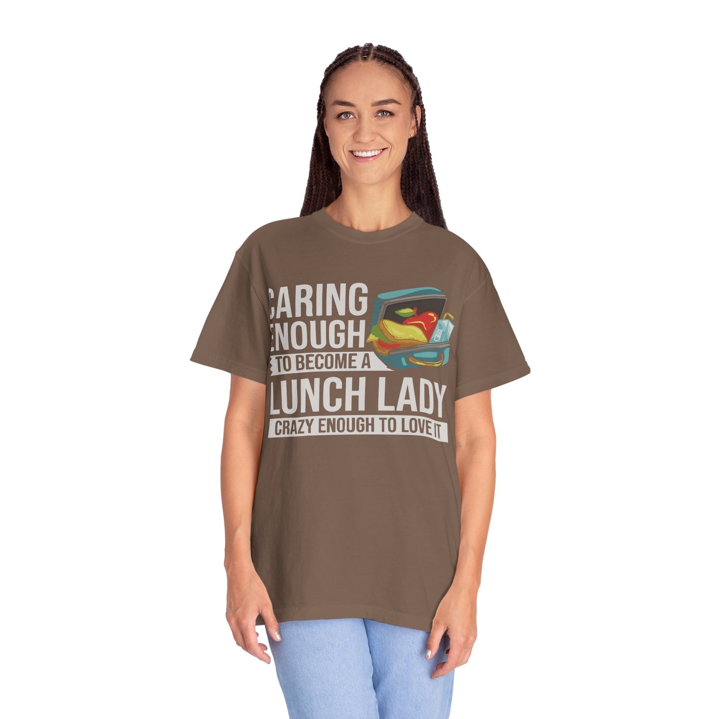 Lunch Lady Humor Unisex T-Shirt, Caring Enough to Become a Lunch Lady, Teacher Gift, Appreciation Gift, Funny T-Shirt, School Staff Tee