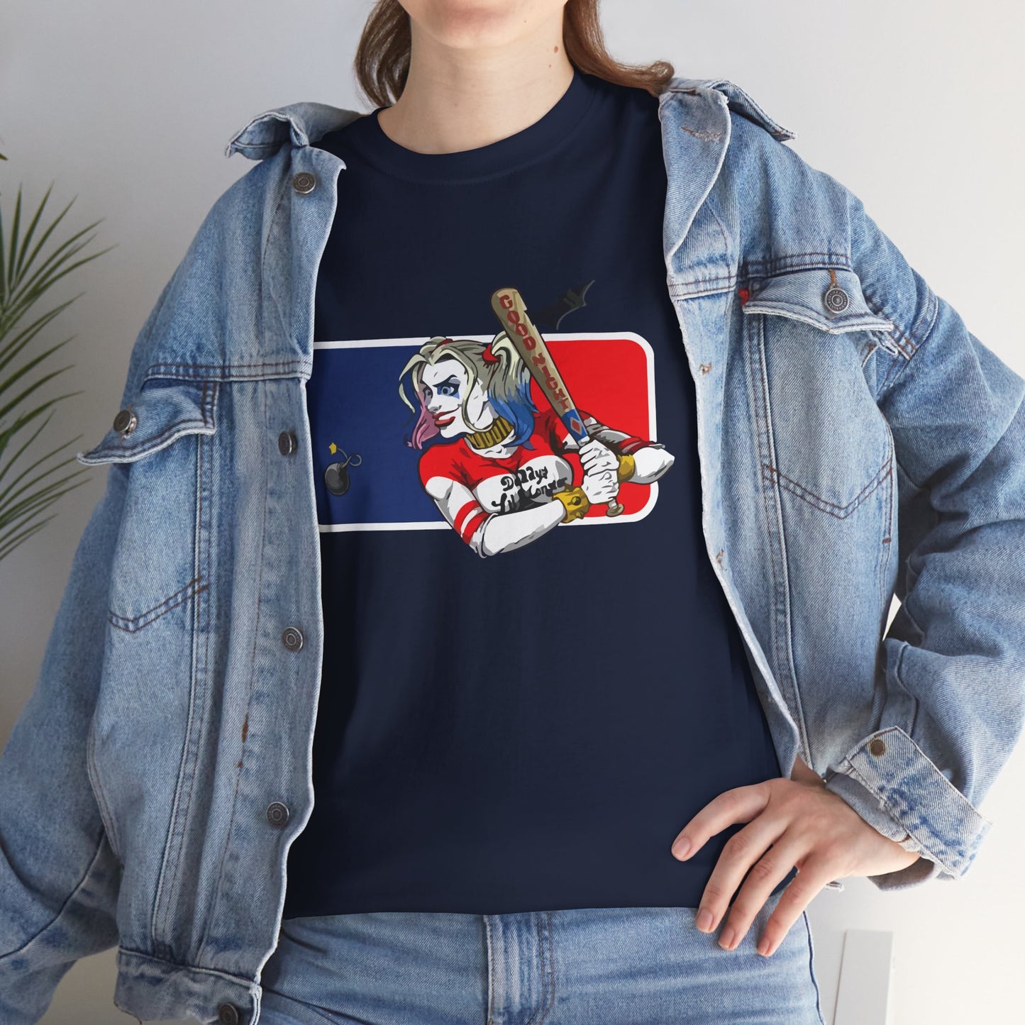 Unisex Baseball Graphic Tee - Harley Quinn DC Casual Wear for Sports Lovers