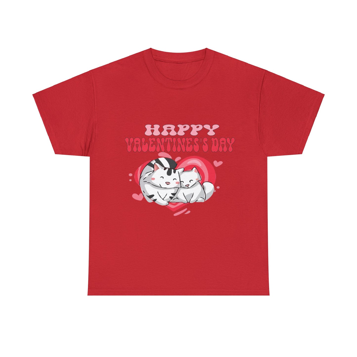 Happy Valetine Day Cats Unisex Heavy Cotton Tee