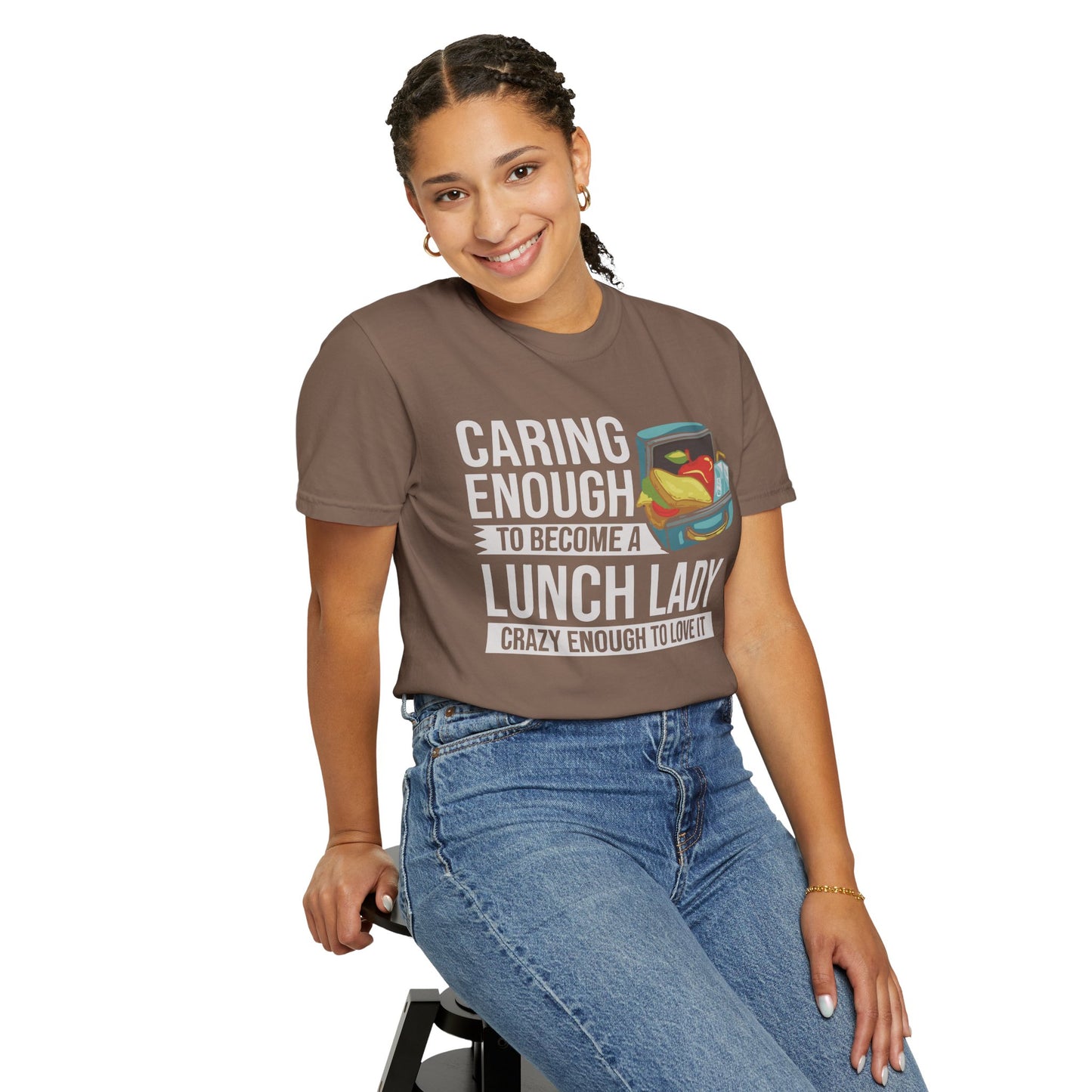 Lunch Lady Humor Unisex T-Shirt, Caring Enough to Become a Lunch Lady, Teacher Gift, Appreciation Gift, Funny T-Shirt, School Staff Tee