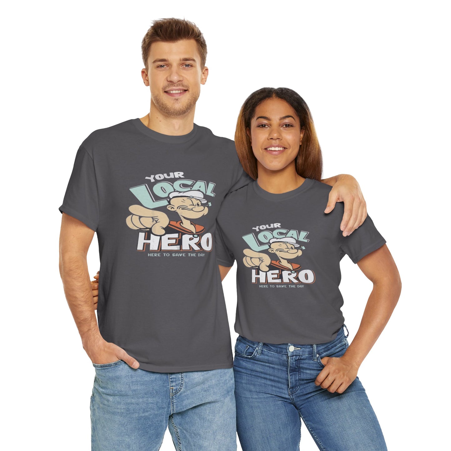 Local Hero Unisex Heavy Cotton Tee | Cool Graphic Tee for Everyday Wear, Gift for Friends, Casual Style, Birthday Gift, Gift for Heroes