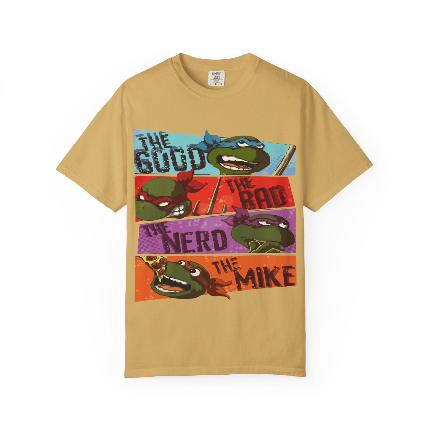 Unisex Garment-Dyed T-Shirt - Ninja Turtle Humor Tee - The Good, The Bad, The Nerd, The Mike