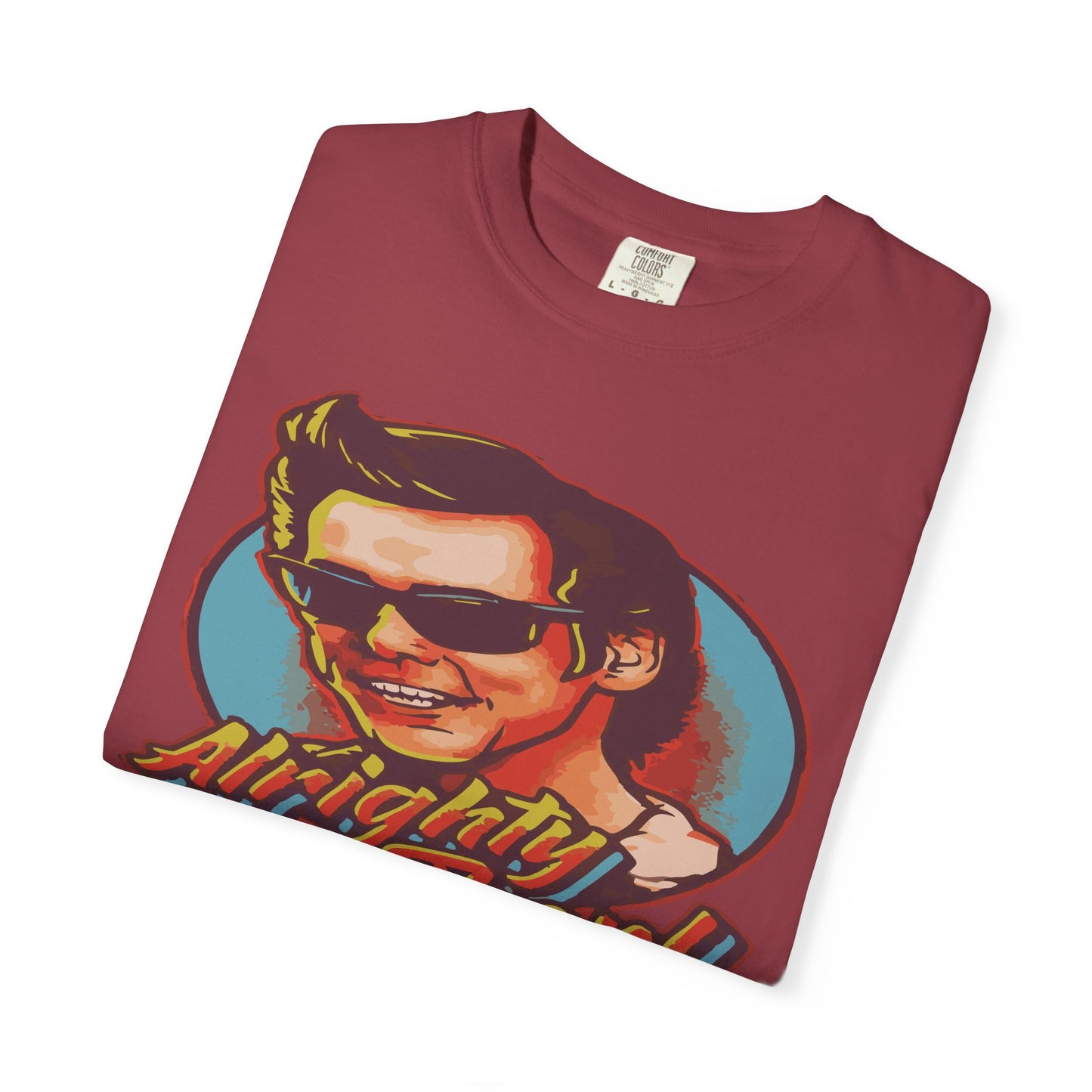 Retro Graphic T-Shirt, Unisex Garment-Dyed Tee, Vintage Style Shirt, Alright Men! Humor Top, Casual Apparel for All Occasions
