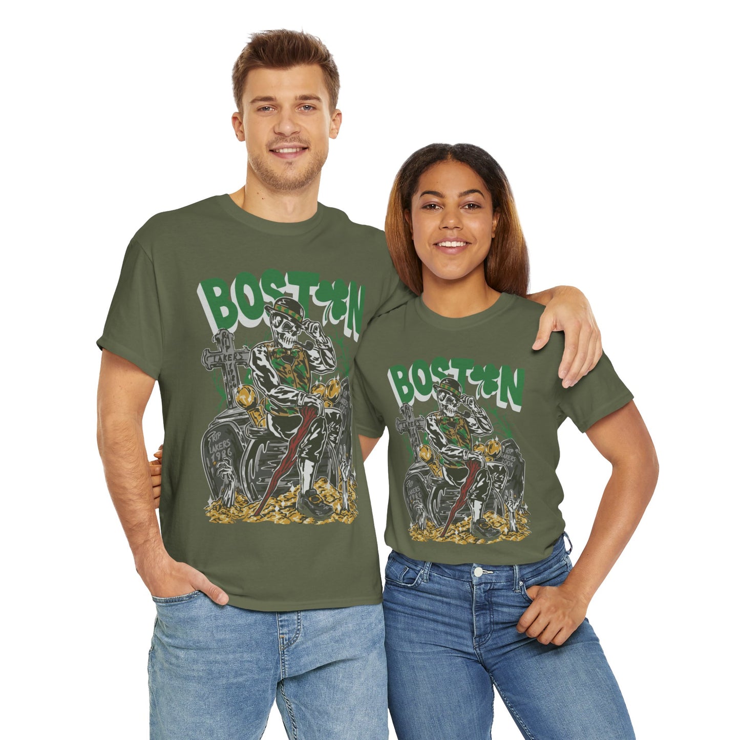 Boston Graphic Tee, Unisex Heavy Cotton T-Shirt, Vintage Boston Shirt, Irish Pride Apparel, St. Patrick's Day Gift, Casual Wear