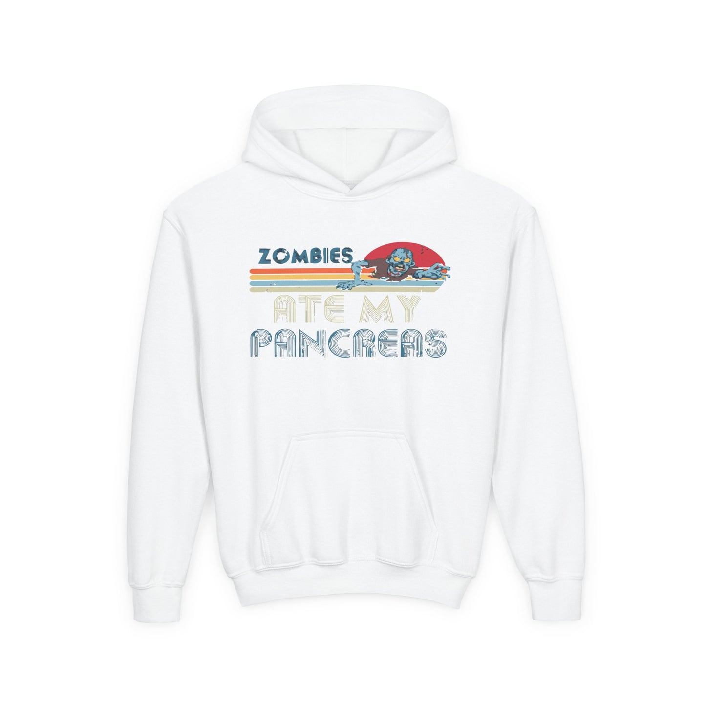 Youth Zombies Ate My Pancreas Hooded Sweatshirt, Funny Youth Hoodie, Gift for Teens, Halloween Apparel, Casual Wear, Nerd Culture Clothing