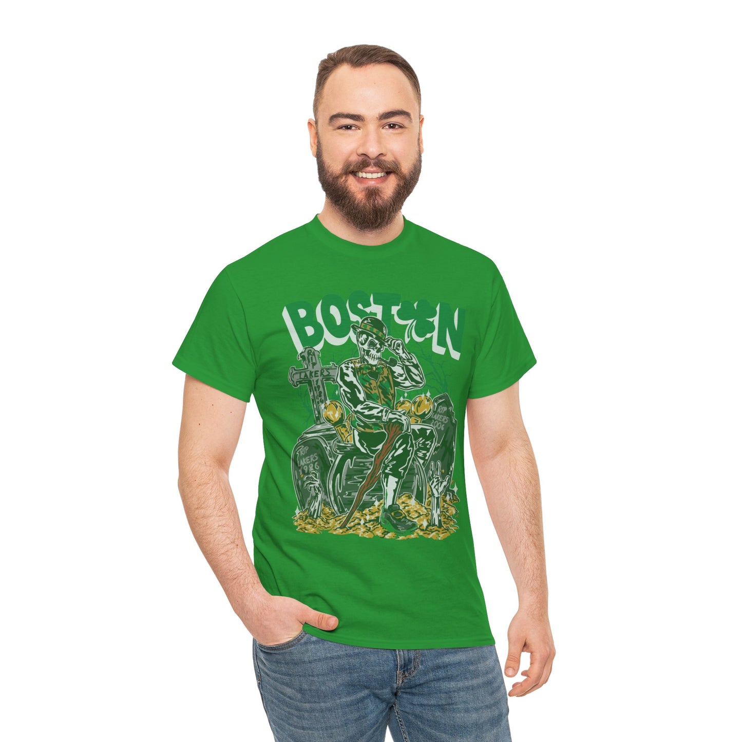 Boston Graphic Tee, Unisex Heavy Cotton T-Shirt, Vintage Boston Shirt, Irish Pride Apparel, St. Patrick's Day Gift, Casual Wear