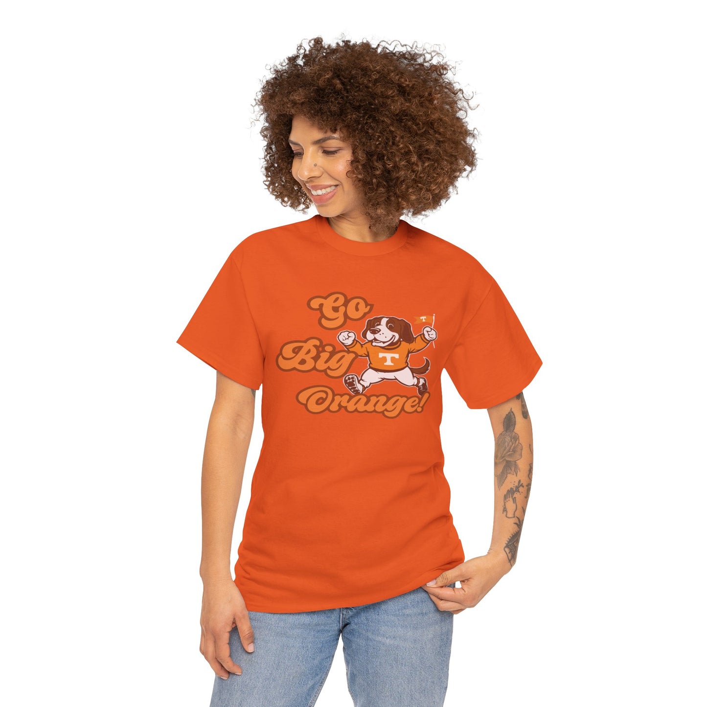 Go Big Orange Unisex Heavy Cotton Tee, Sports Fan Shirt, Casual Wear, College Game Day Top, Gift for Sports Enthusiasts
