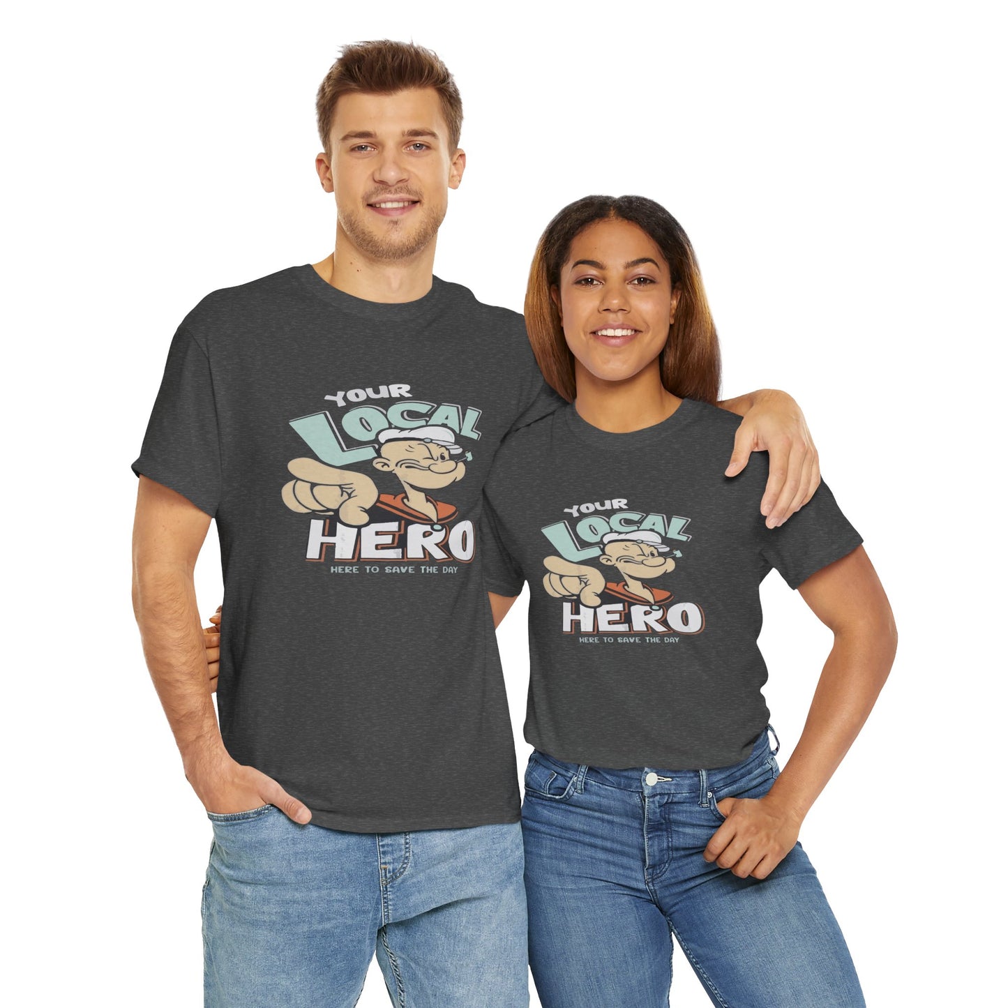 Local Hero Unisex Heavy Cotton Tee | Cool Graphic Tee for Everyday Wear, Gift for Friends, Casual Style, Birthday Gift, Gift for Heroes