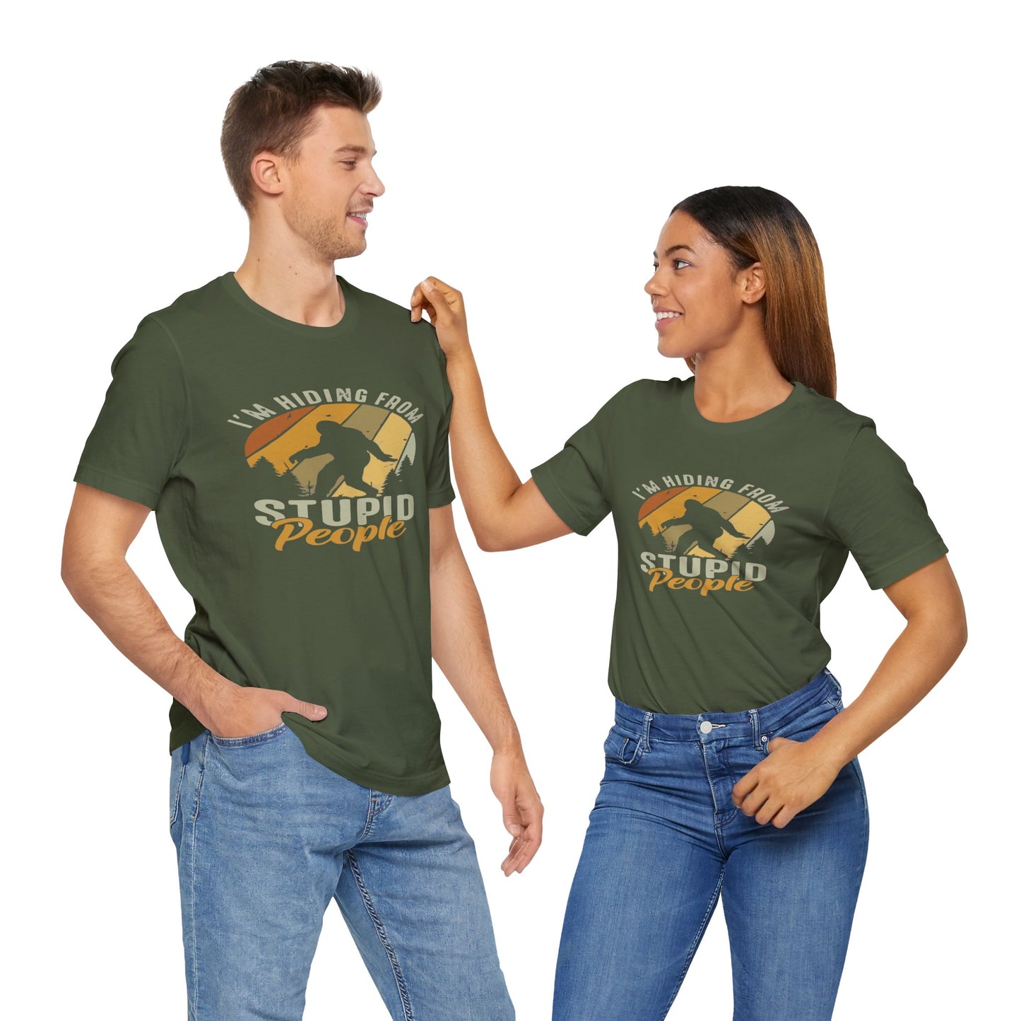 Humorous Unisex Jersey Tee - I’m Hiding From Stupid People, Funny T-Shirt, Casual Wear, Gift for Friends, Summer Outfit, Quirky Humor