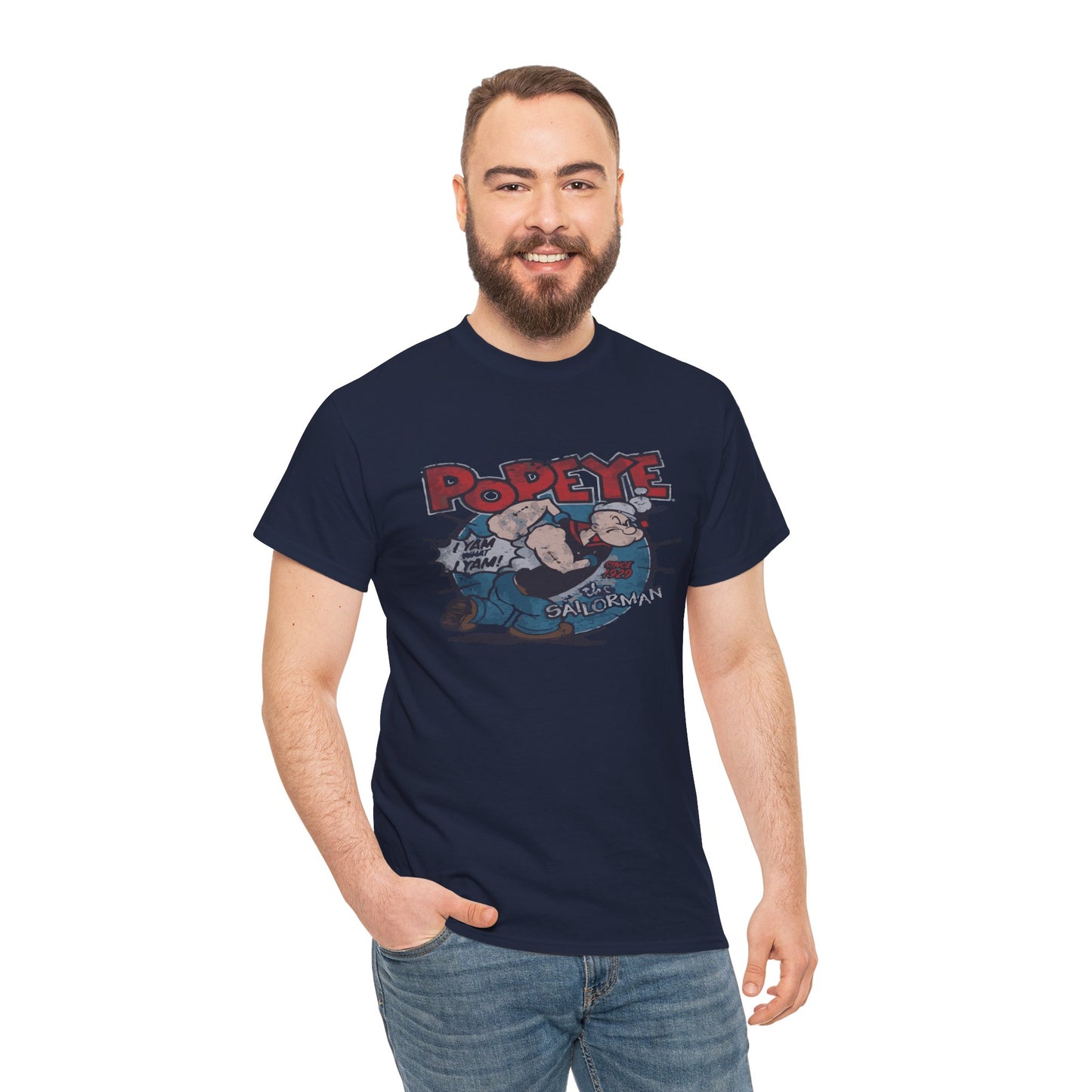 Popeye Illustration Unisex Heavy Cotton Tee, Cartoon T-Shirt, Gift for Fans, Casual Wear, Retro Design, Comfortable Top