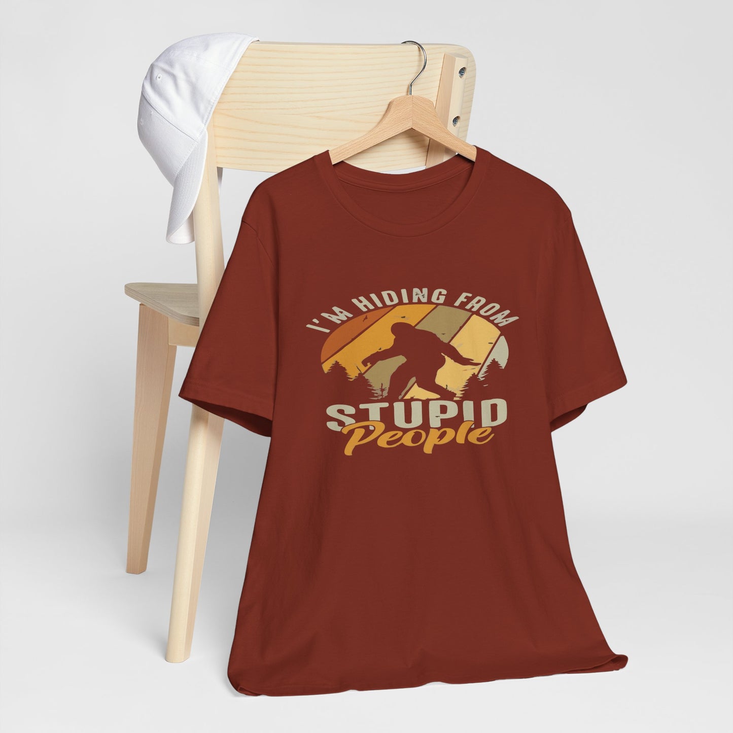 Humorous Unisex Jersey Tee - I’m Hiding From Stupid People, Funny T-Shirt, Casual Wear, Gift for Friends, Summer Outfit, Quirky Humor