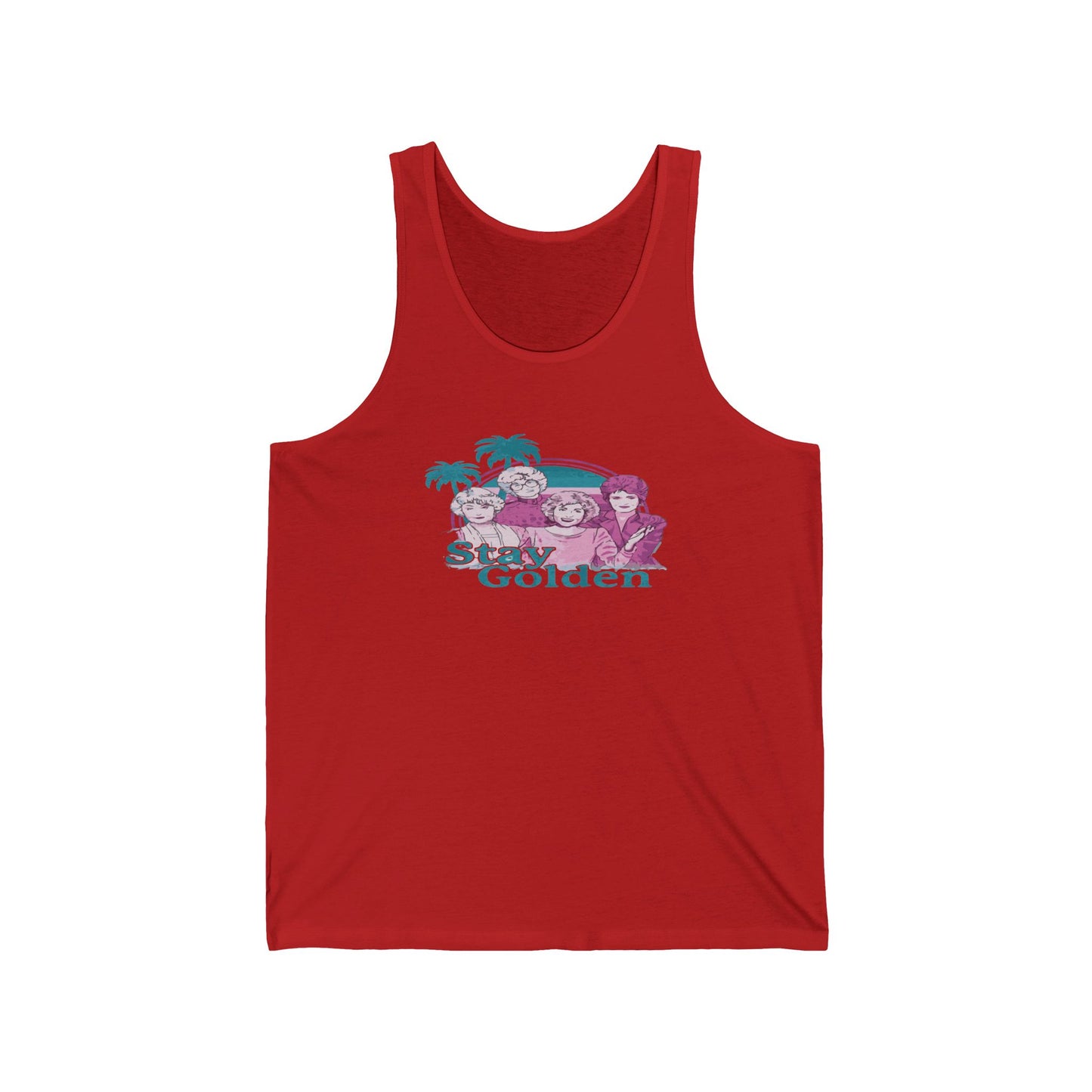Stay Golden Unisex Jersey Tank Top – Summer Vibes, Tropical Design for Beach Lovers