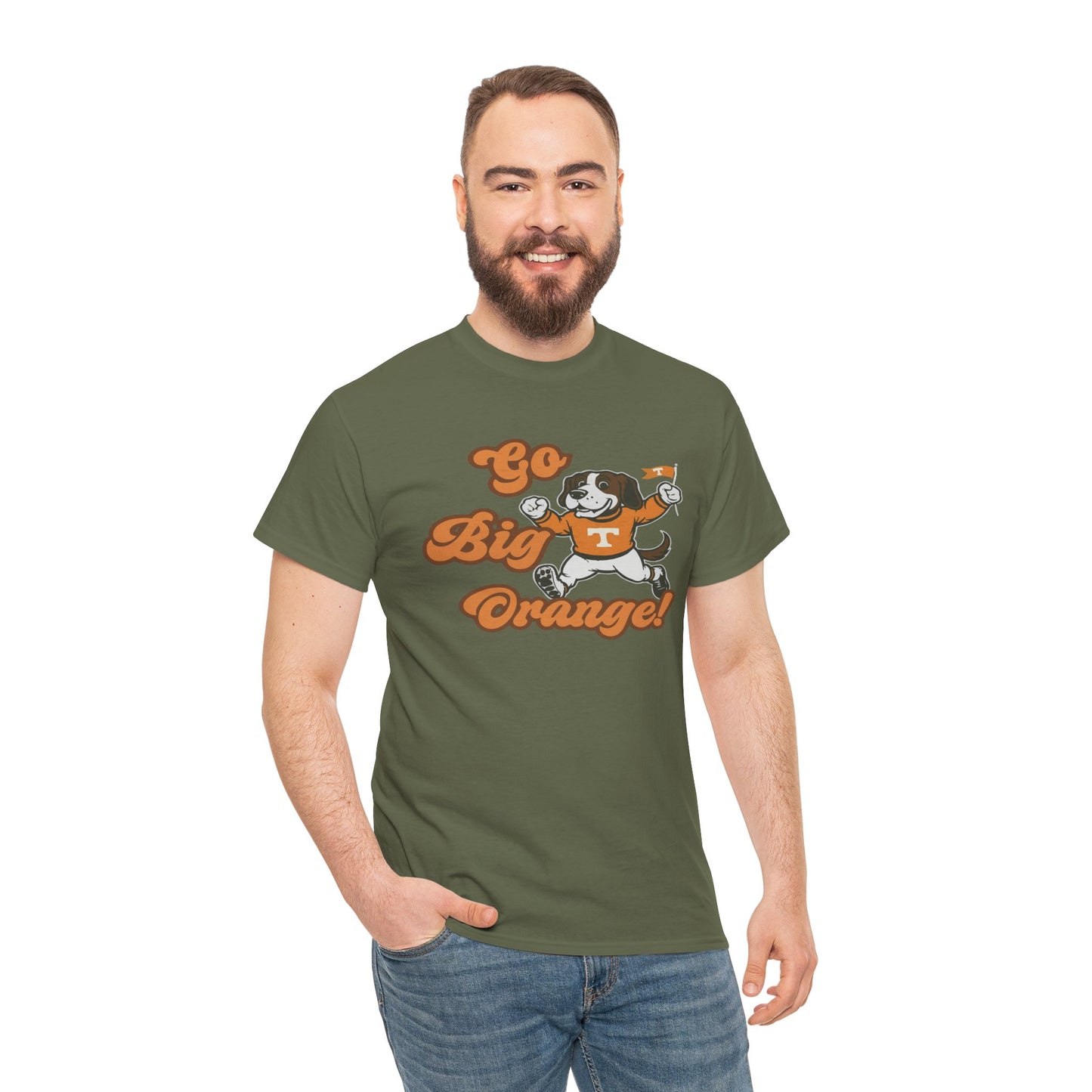 Go Big Orange Unisex Heavy Cotton Tee, Sports Fan Shirt, Casual Wear, College Game Day Top, Gift for Sports Enthusiasts