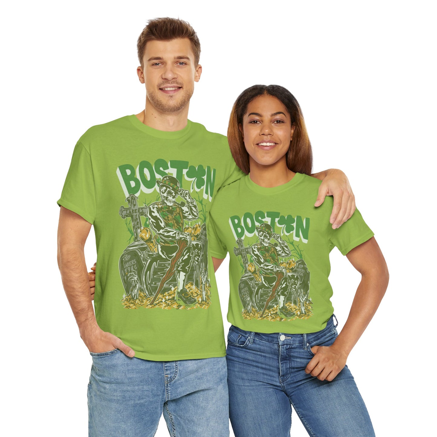 Boston Graphic Tee, Unisex Heavy Cotton T-Shirt, Vintage Boston Shirt, Irish Pride Apparel, St. Patrick's Day Gift, Casual Wear