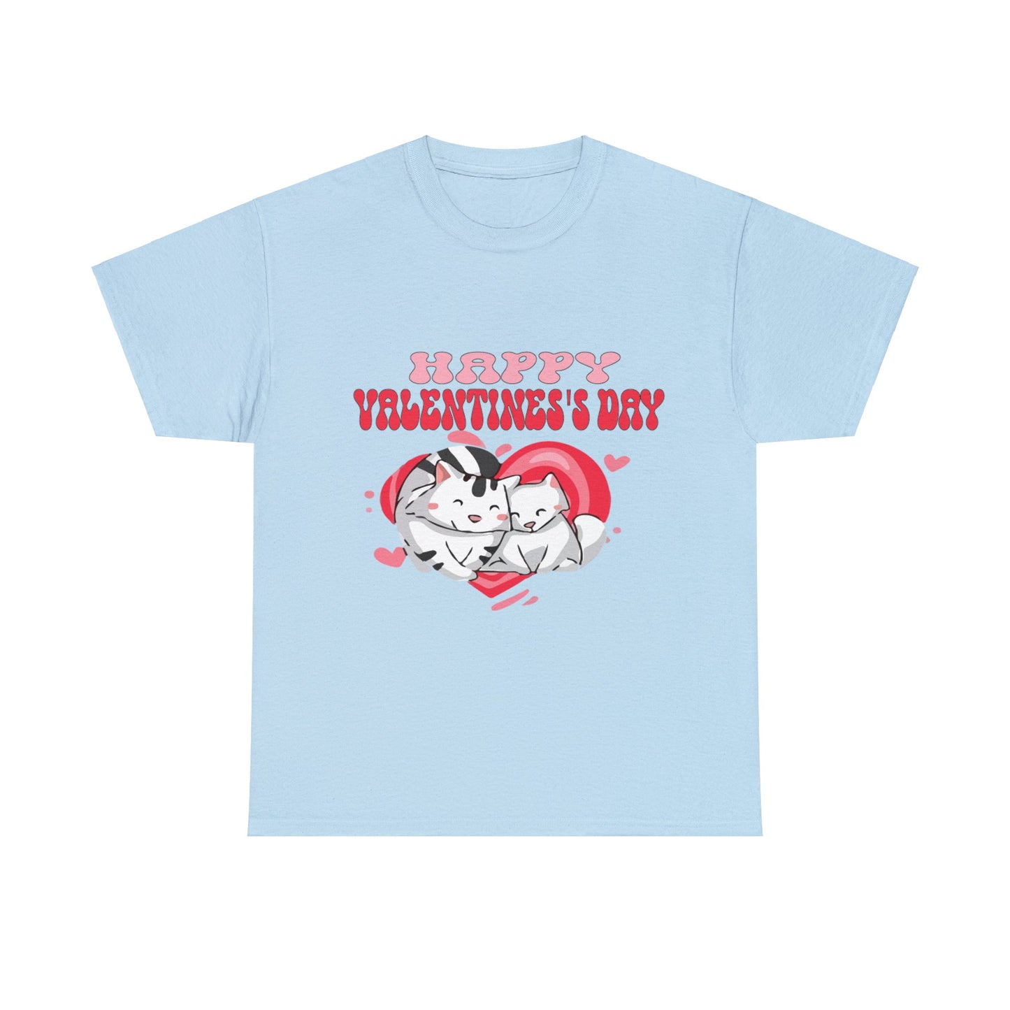 Happy Valetine Day Cats Unisex Heavy Cotton Tee