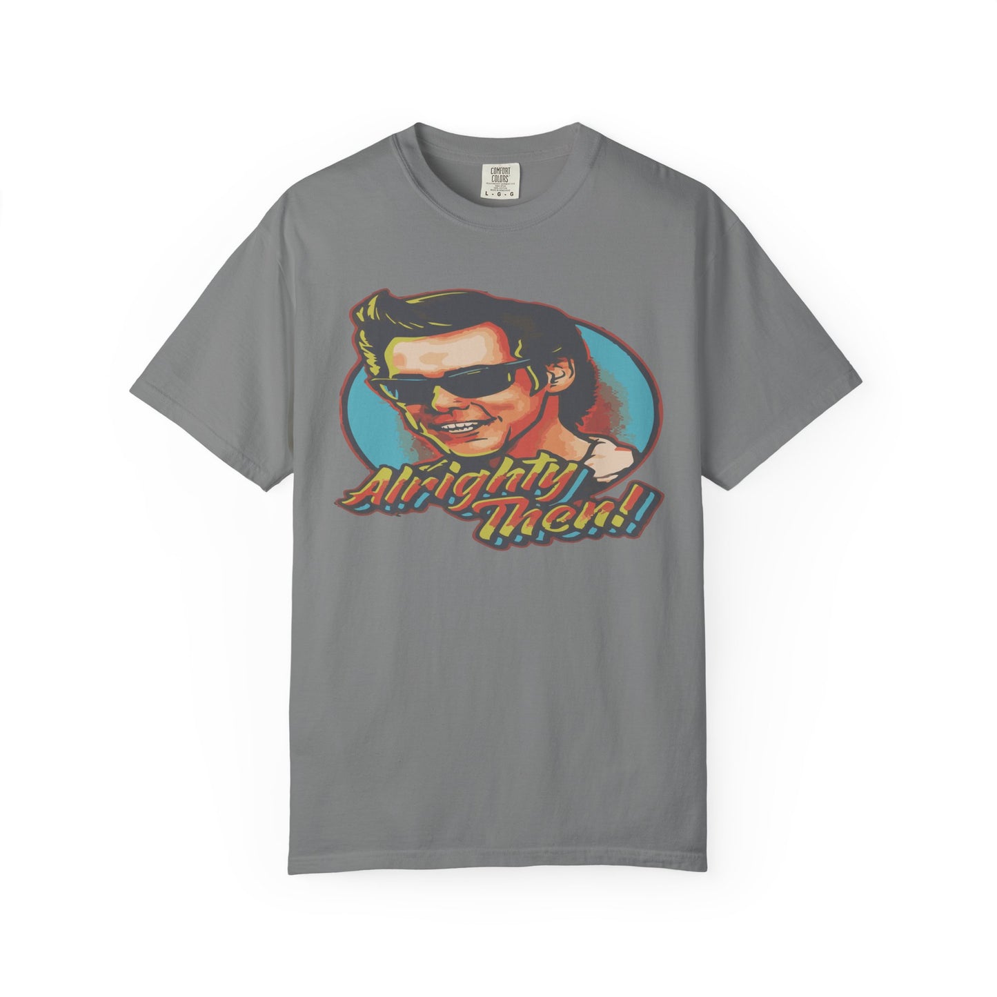 Retro Graphic T-Shirt, Unisex Garment-Dyed Tee, Vintage Style Shirt, Alright Men! Humor Top, Casual Apparel for All Occasions