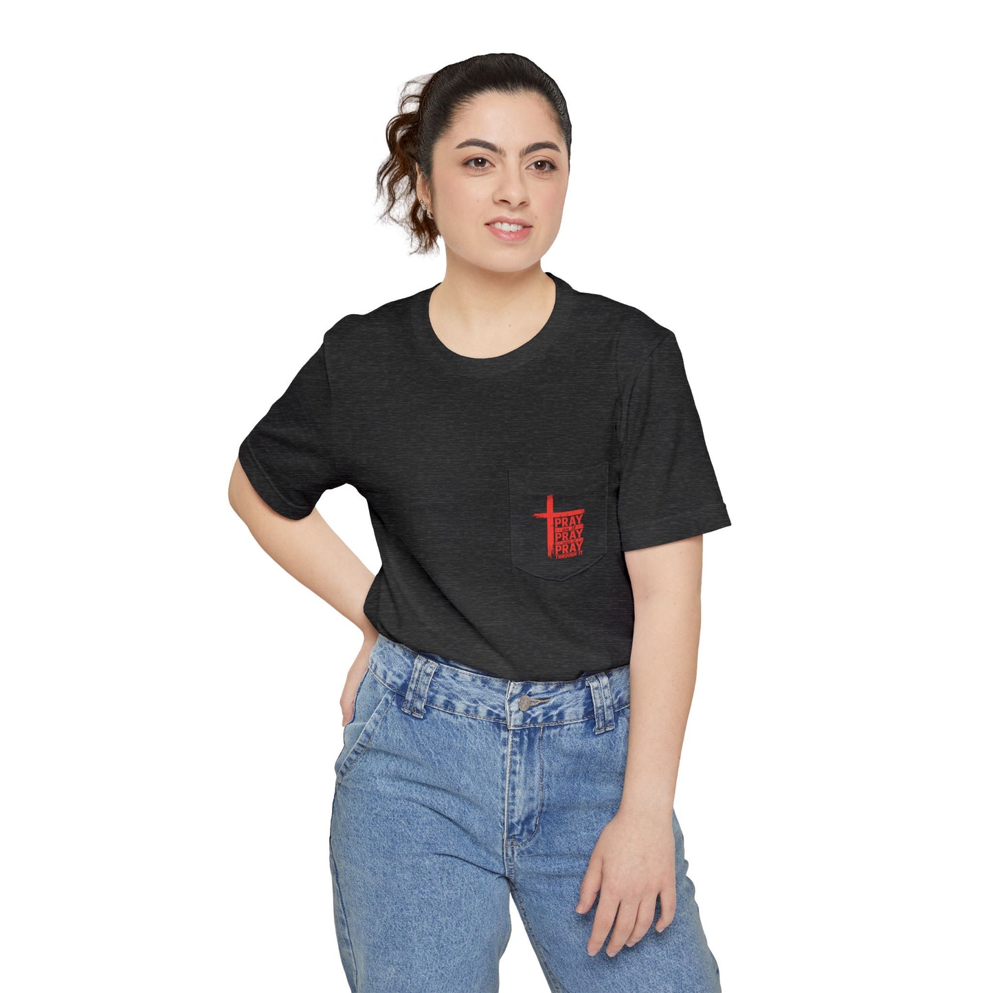 Faith-Inspired Unisex Pocket T-shirt - Perfect for Christian Men, Everyday Wear, Gifts for Dad, and Faith Celebrations