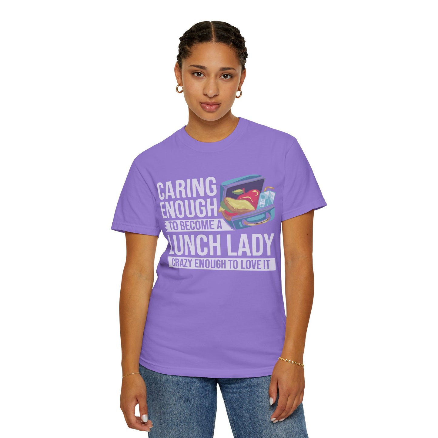 Lunch Lady Humor Unisex T-Shirt, Caring Enough to Become a Lunch Lady, Teacher Gift, Appreciation Gift, Funny T-Shirt, School Staff Tee