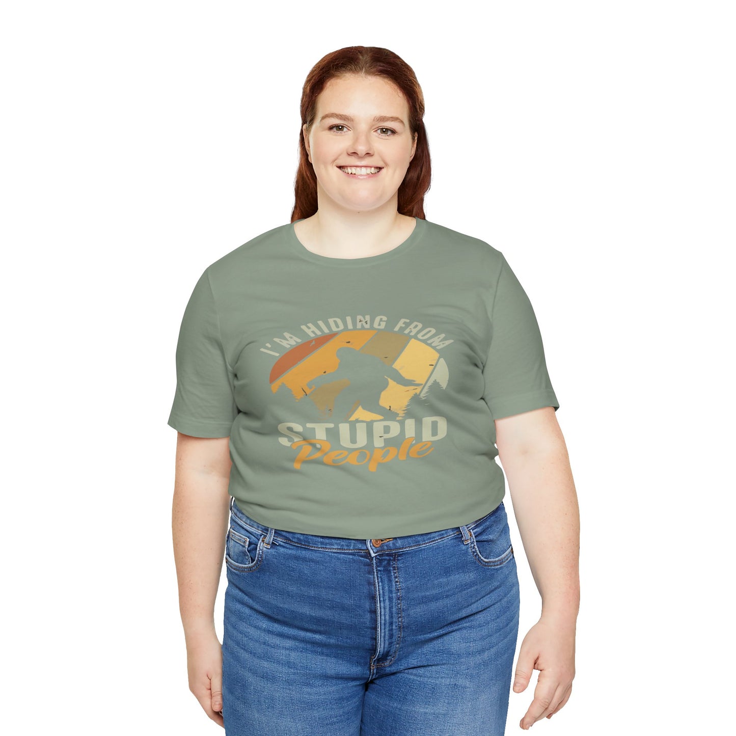 Humorous Unisex Jersey Tee - I’m Hiding From Stupid People, Funny T-Shirt, Casual Wear, Gift for Friends, Summer Outfit, Quirky Humor