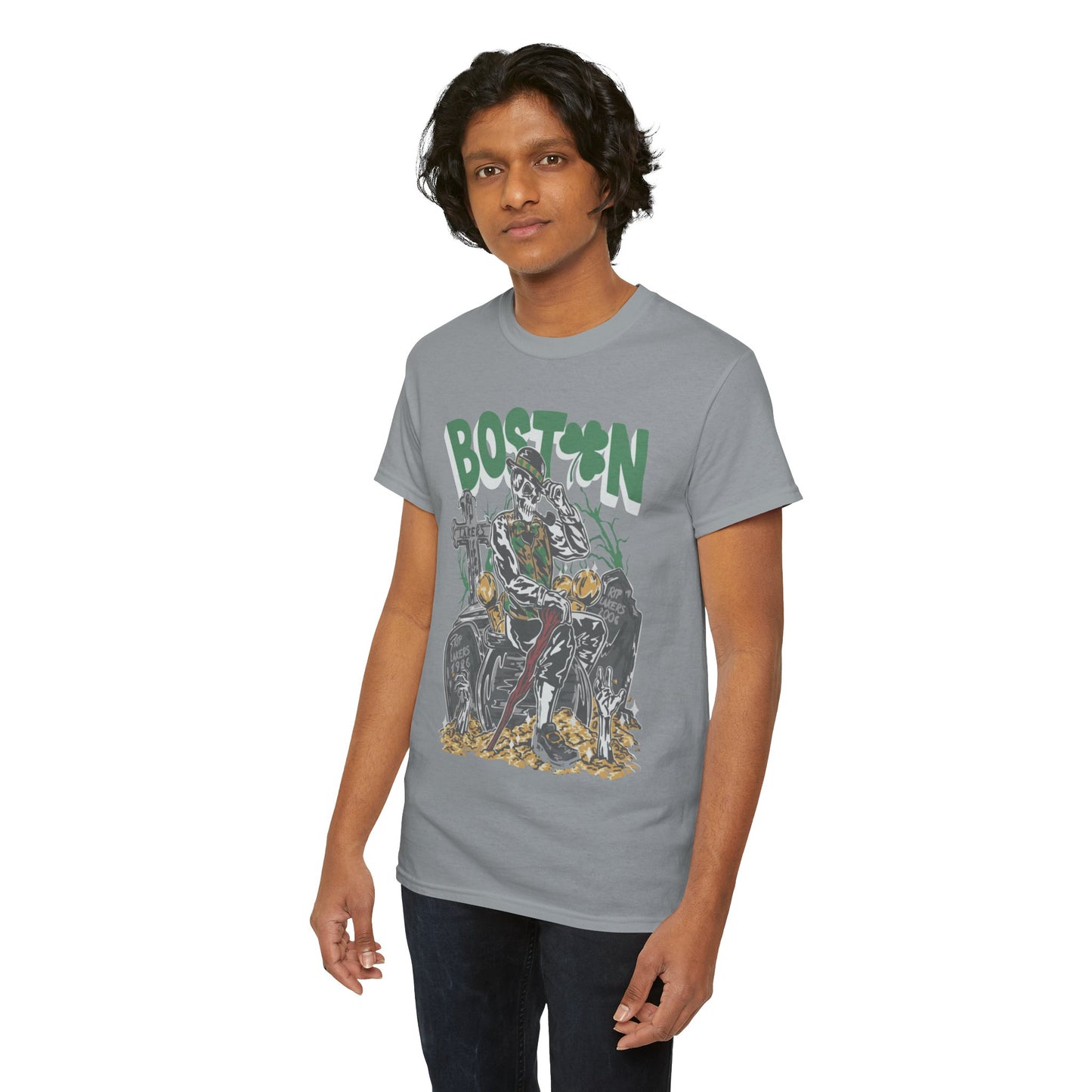 Boston Graphic Tee, Unisex Heavy Cotton T-Shirt, Vintage Boston Shirt, Irish Pride Apparel, St. Patrick's Day Gift, Casual Wear
