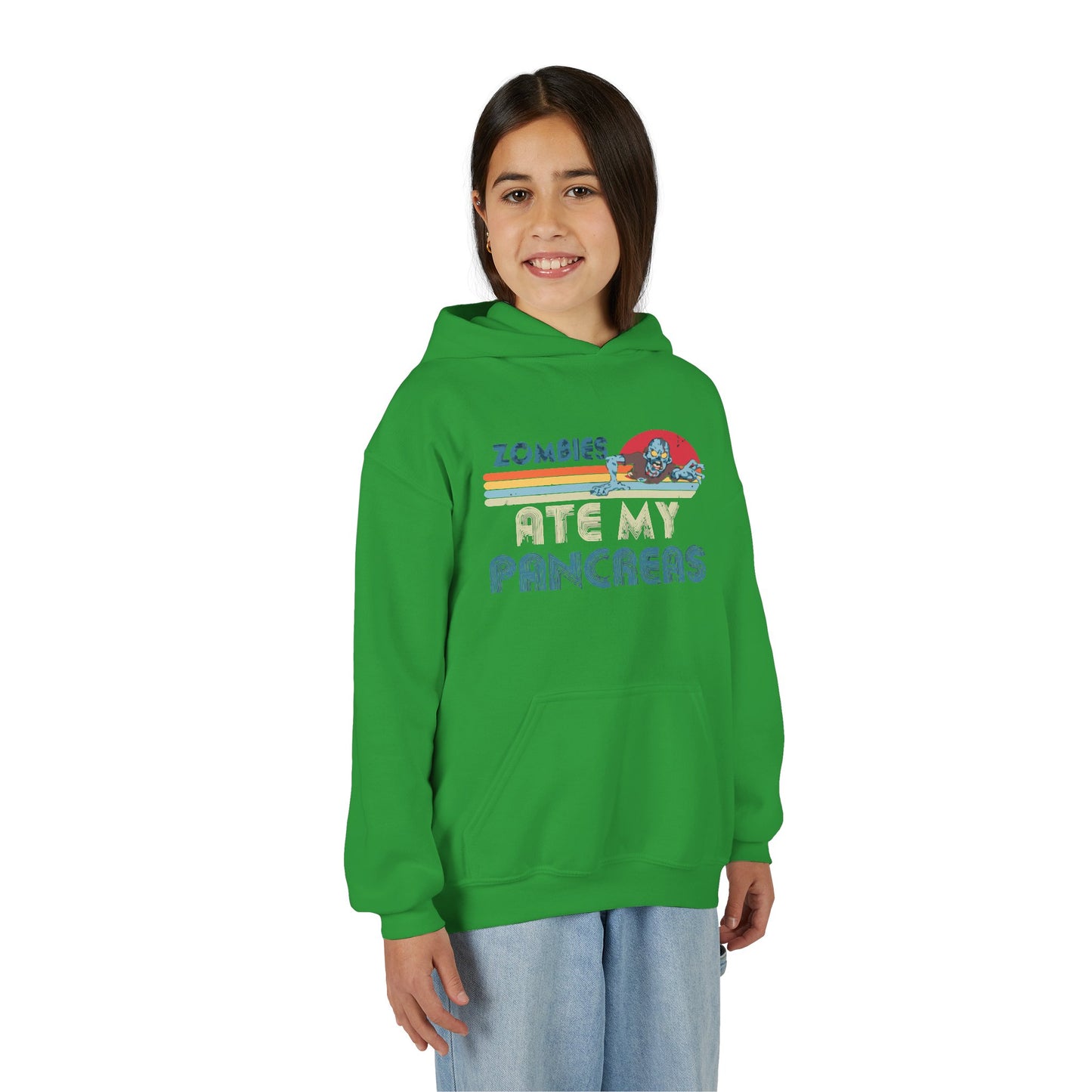 Youth Zombies Ate My Pancreas Hooded Sweatshirt, Funny Youth Hoodie, Gift for Teens, Halloween Apparel, Casual Wear, Nerd Culture Clothing