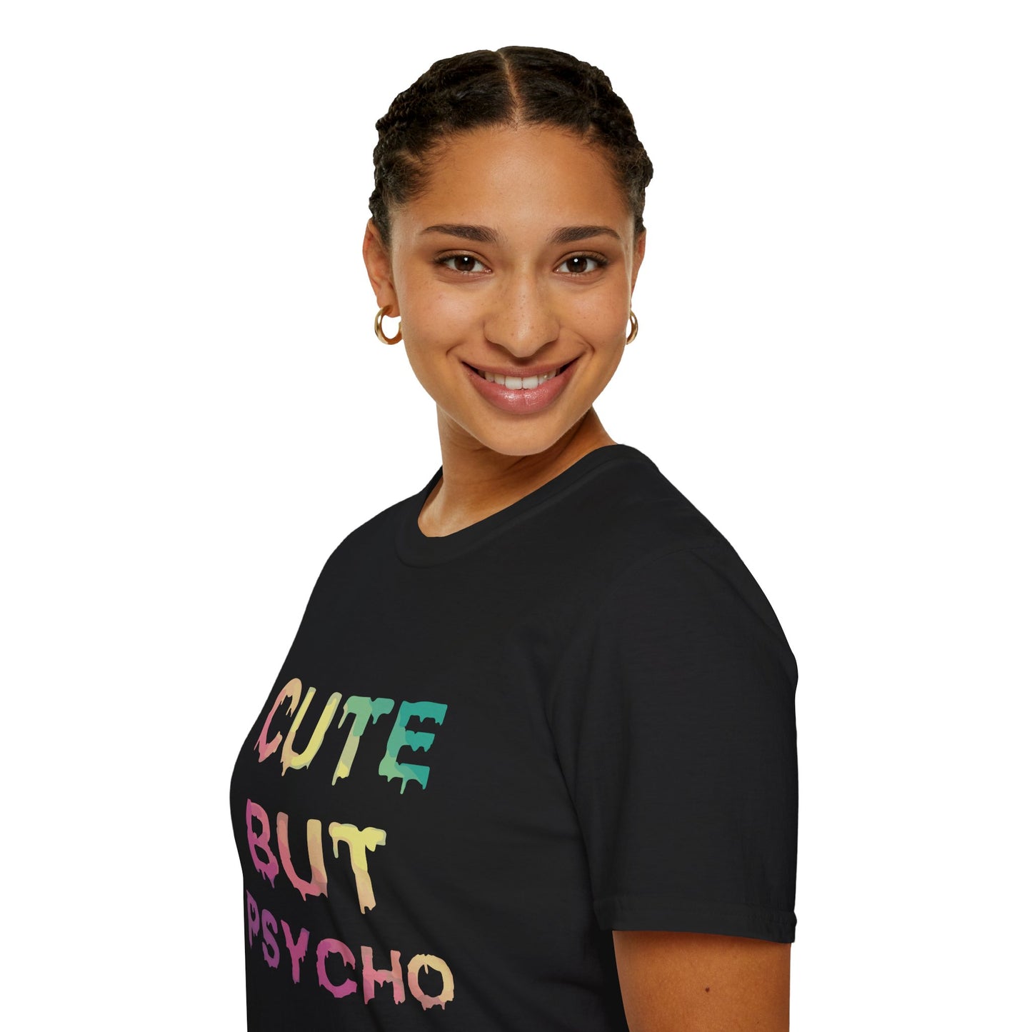 Cute But Psycho Unisex Softstyle T-Shirt, Trendy Graphic Tee, Casual Fashion, Gift for Friends, Everyday Wear, Birthday Present