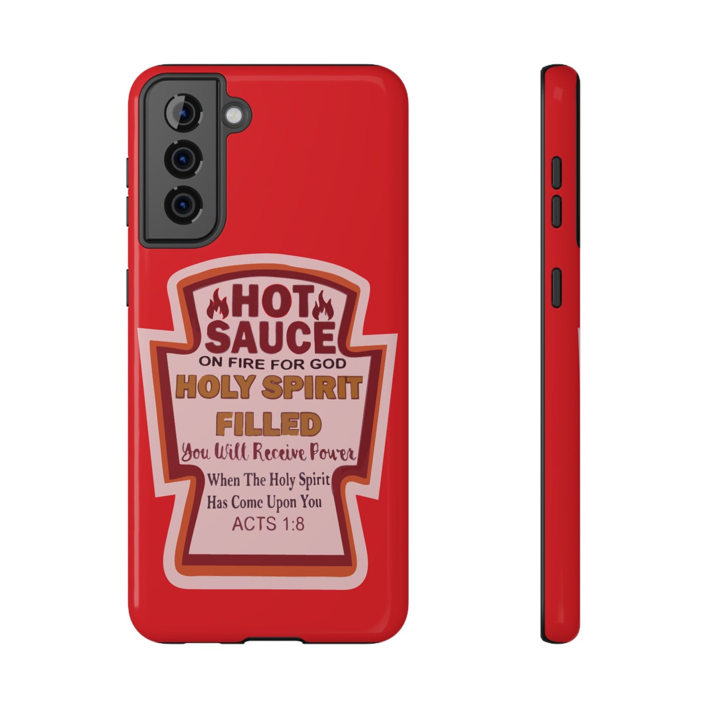 Holy Spirit Hot Sauce Phone Cases - Impact-Resistant, Christian Gift, Spiritual Reminder, Unique Design, Faith-Based Accessory