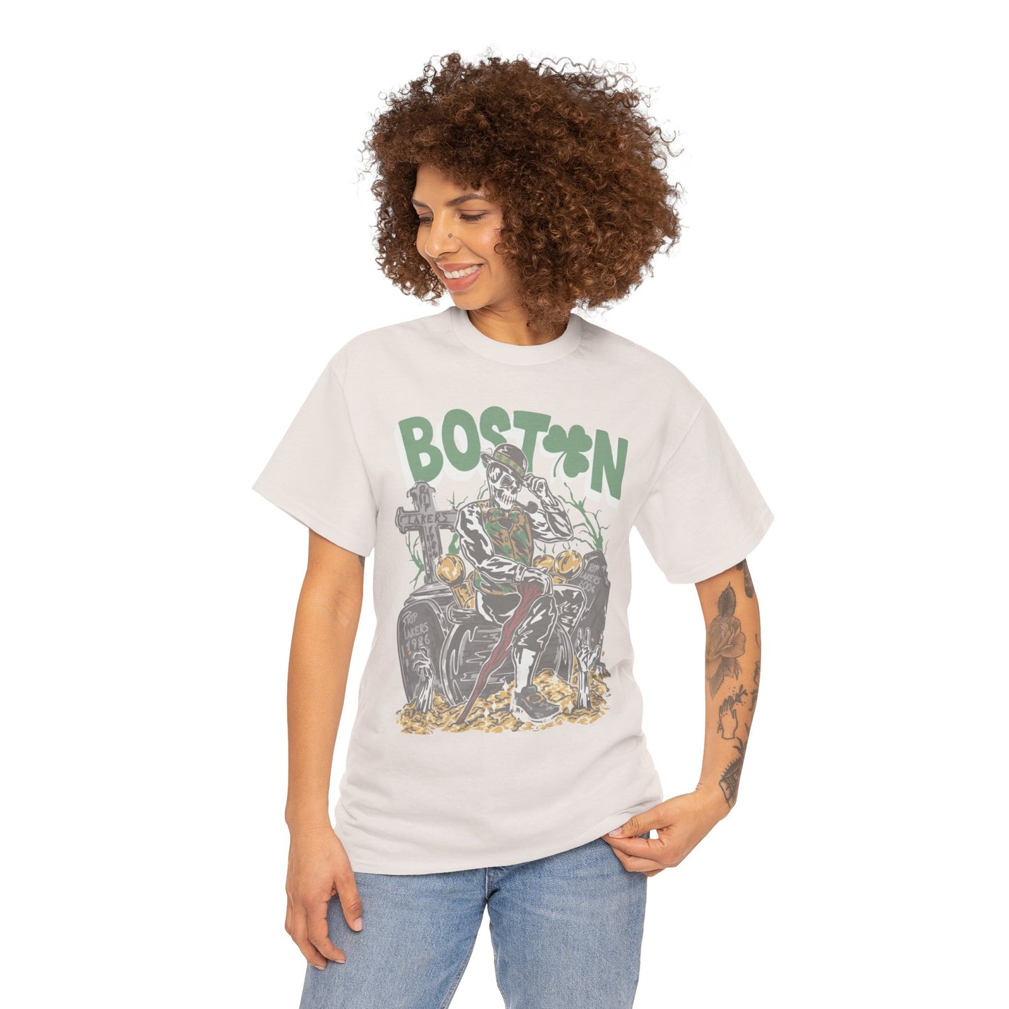 Boston Graphic Tee, Unisex Heavy Cotton T-Shirt, Vintage Boston Shirt, Irish Pride Apparel, St. Patrick's Day Gift, Casual Wear