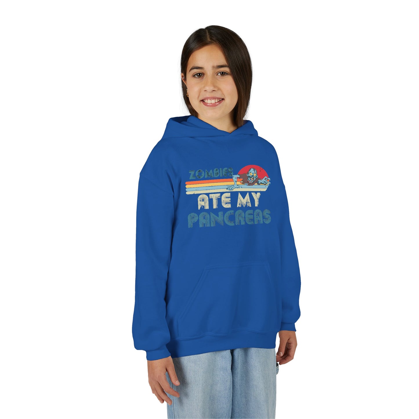 Youth Zombies Ate My Pancreas Hooded Sweatshirt, Funny Youth Hoodie, Gift for Teens, Halloween Apparel, Casual Wear, Nerd Culture Clothing