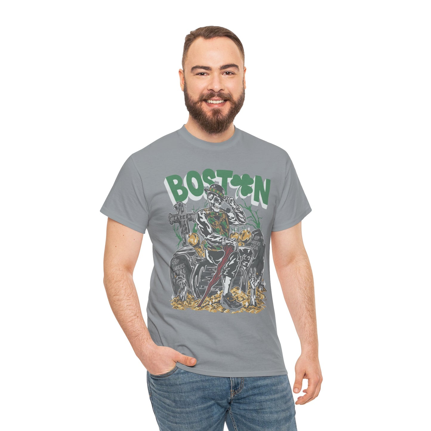 Boston Graphic Tee, Unisex Heavy Cotton T-Shirt, Vintage Boston Shirt, Irish Pride Apparel, St. Patrick's Day Gift, Casual Wear