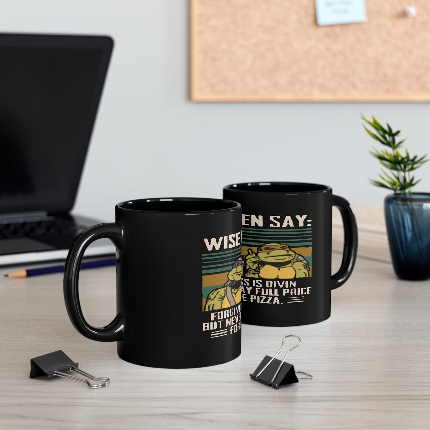 Ninja Turtles Pizza Quotes Mug - Fun 11oz & 15oz Coffee Cups