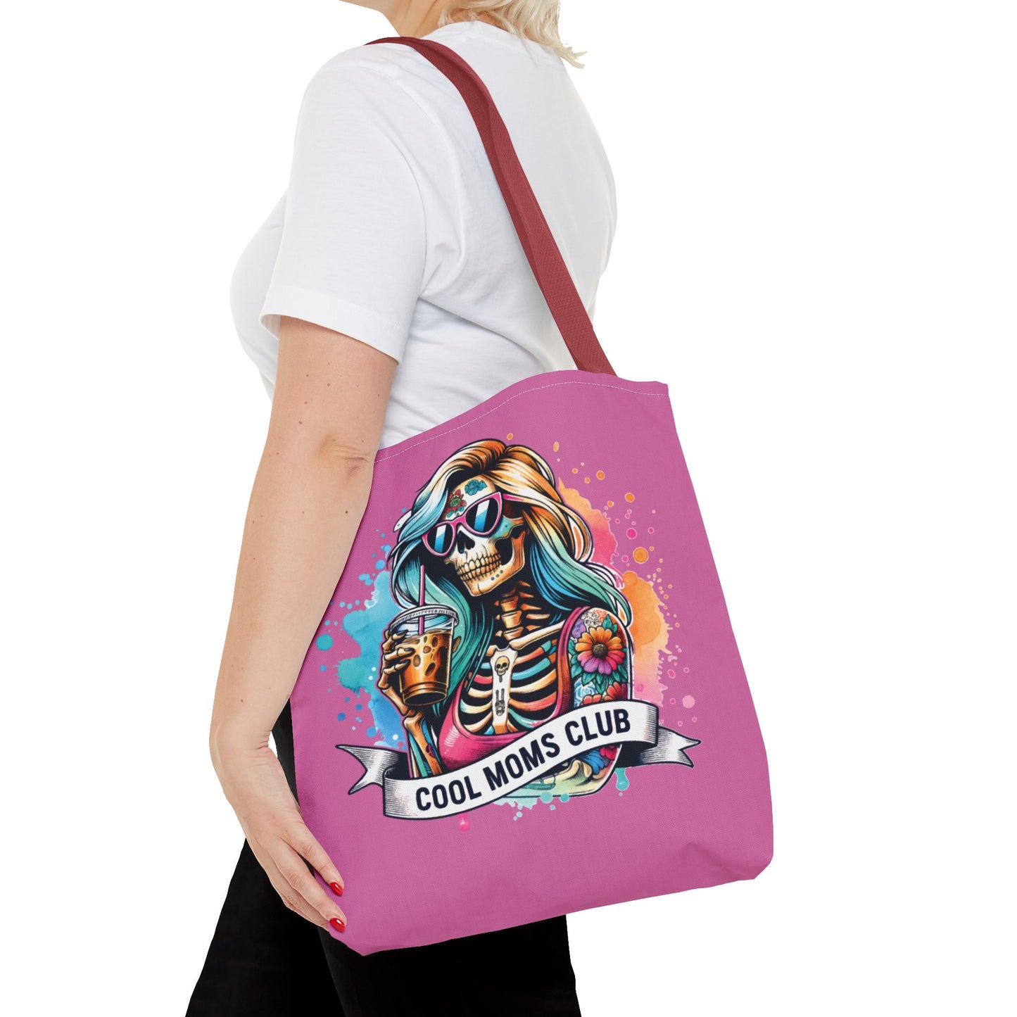 Cool Moms Club Tote Bag, Fun Tote, Sisterhood Gift, Beach Bag, Halloween Accessory, Colorful Shoulder Bag