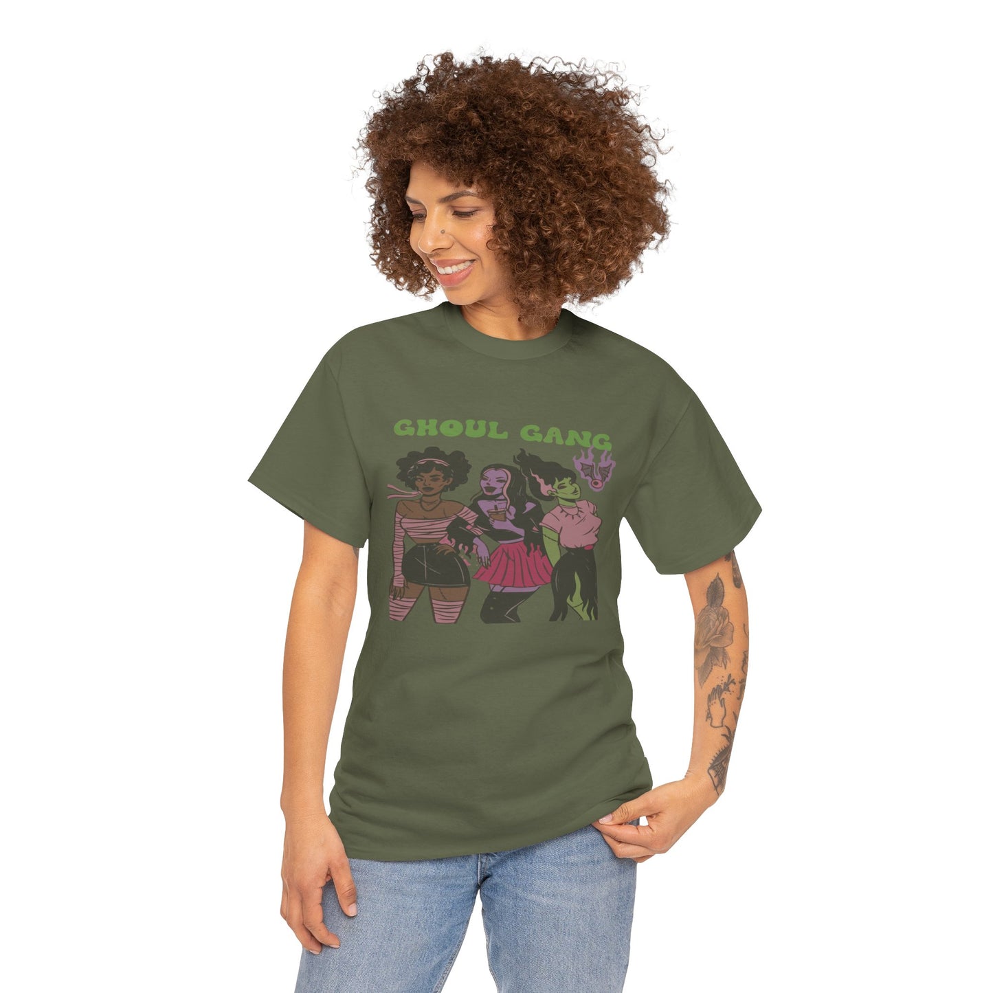 Ghoul Gang Unisex Heavy Cotton Tee | Halloween T-Shirt, Spooky Apparel, Gothic Fashion, Funny Gift, Group Costume