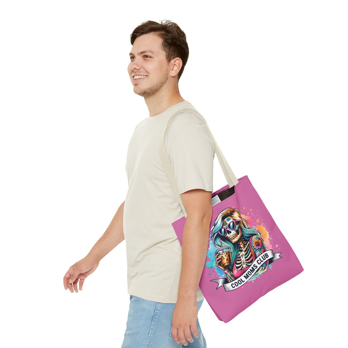 Cool Moms Club Tote Bag, Fun Tote, Sisterhood Gift, Beach Bag, Halloween Accessory, Colorful Shoulder Bag