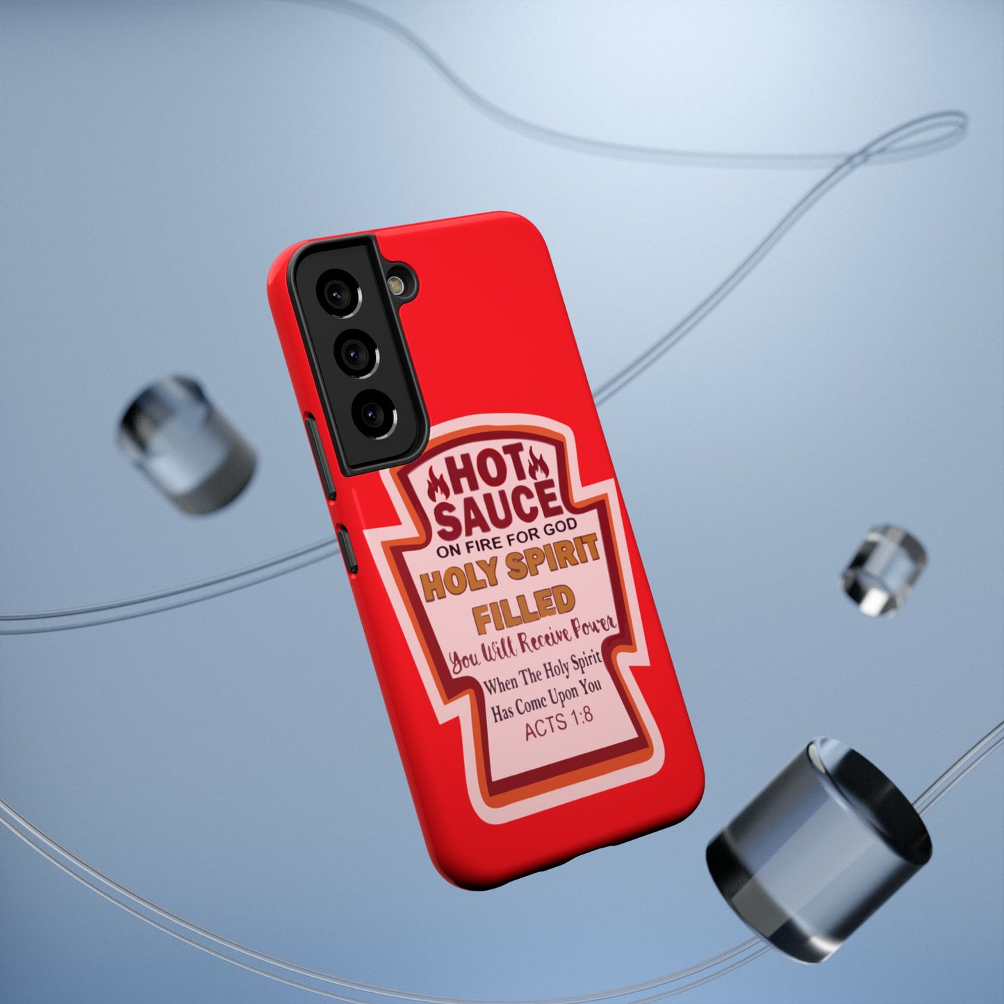 Holy Spirit Hot Sauce Phone Cases - Impact-Resistant, Christian Gift, Spiritual Reminder, Unique Design, Faith-Based Accessory