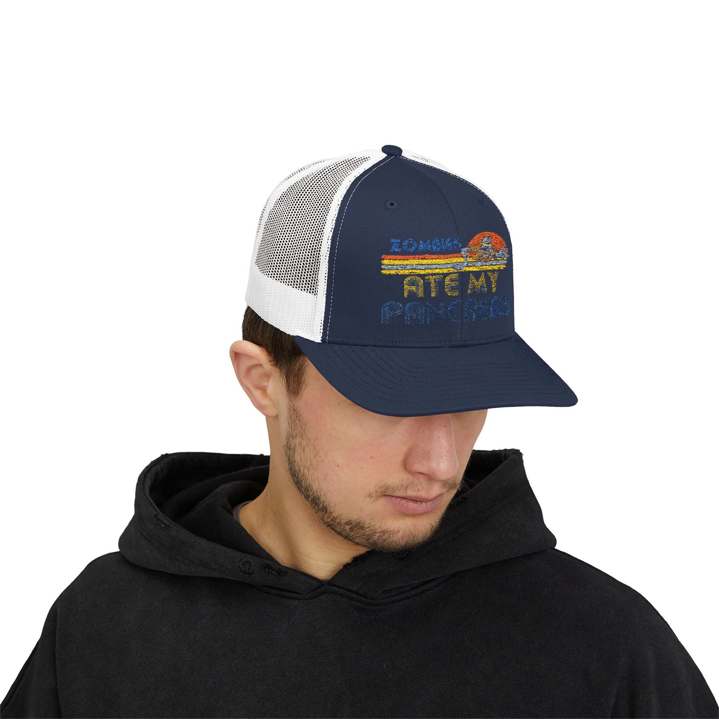 Retro Snapback Trucker Cap - Zombies Ate My Pancakes, Fun Casual Hat