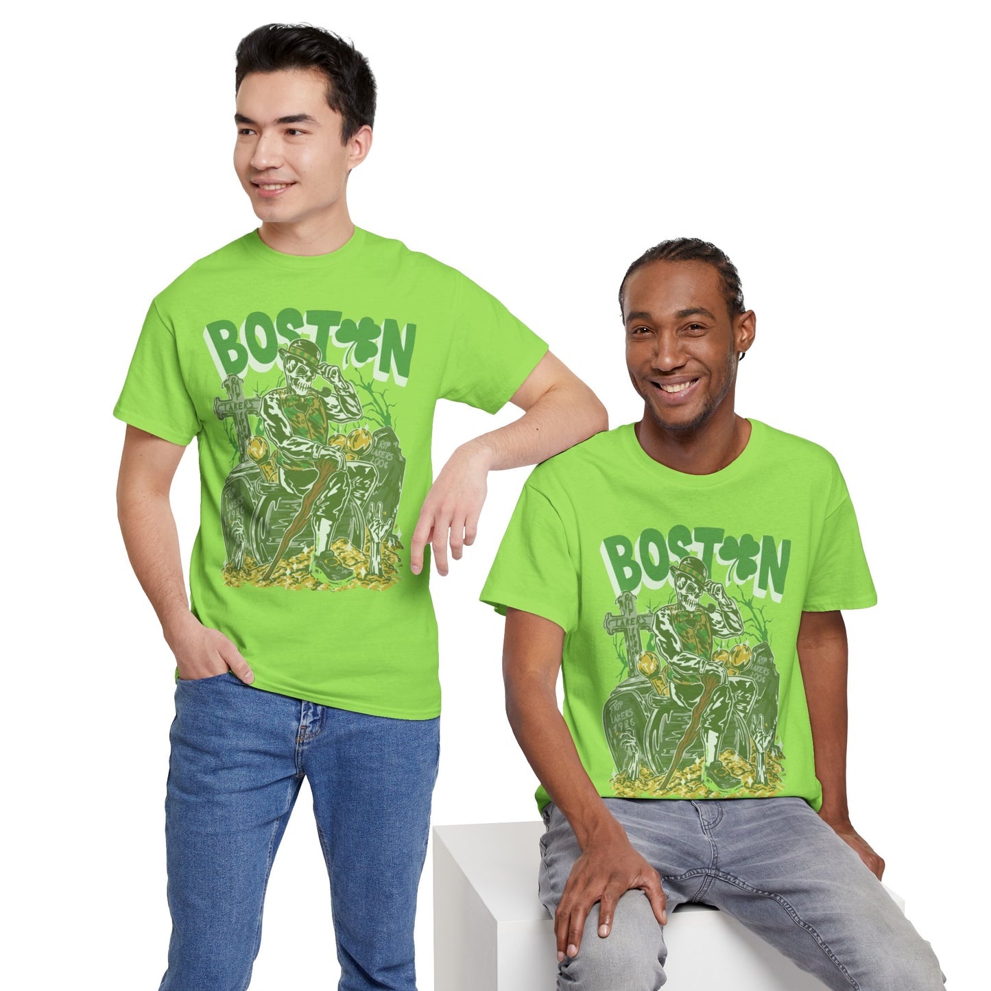 Boston Graphic Tee, Unisex Heavy Cotton T-Shirt, Vintage Boston Shirt, Irish Pride Apparel, St. Patrick's Day Gift, Casual Wear