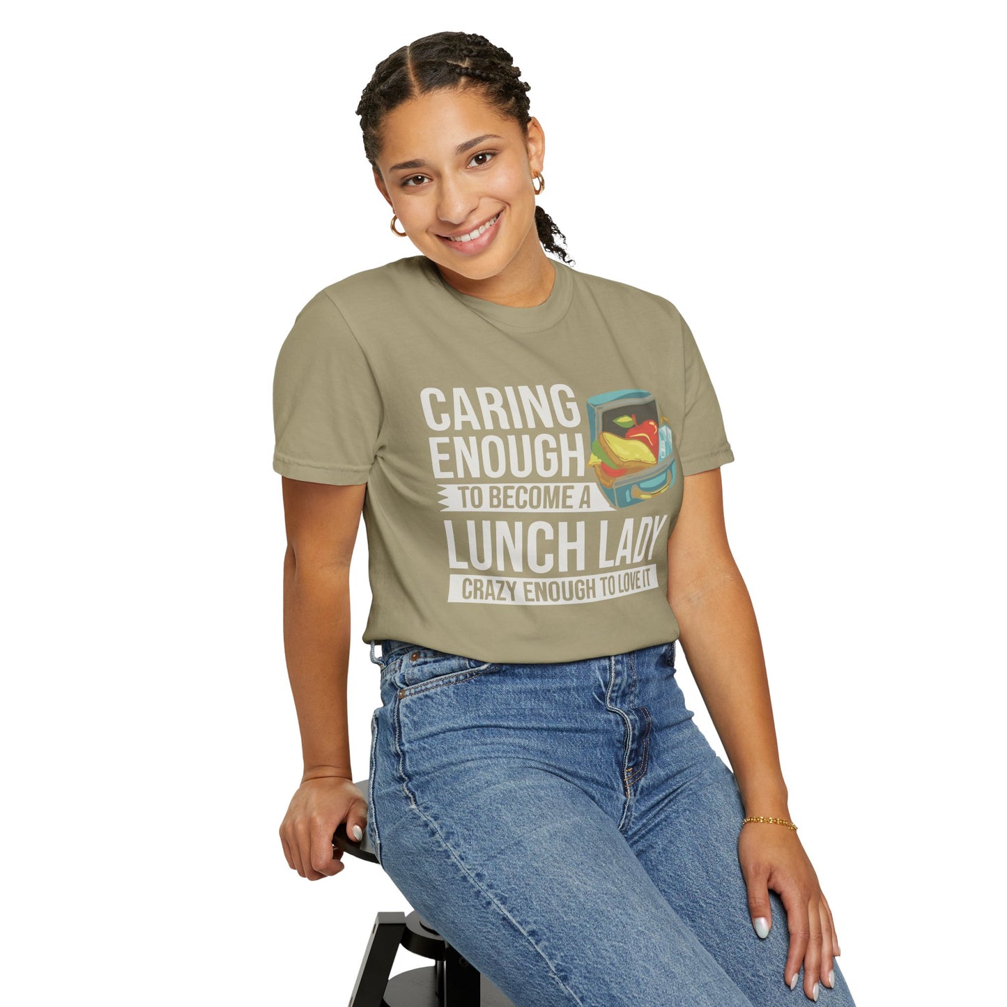 Lunch Lady Humor Unisex T-Shirt, Caring Enough to Become a Lunch Lady, Teacher Gift, Appreciation Gift, Funny T-Shirt, School Staff Tee