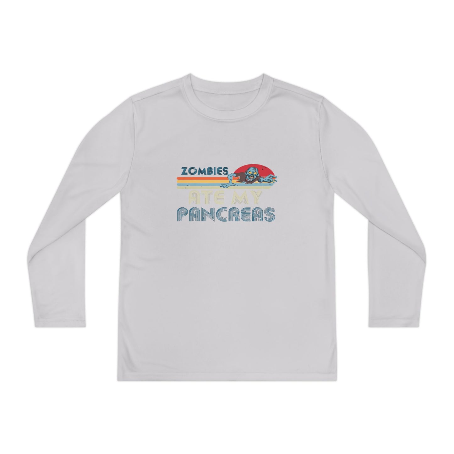 Youth Long Sleeve Funny Tee - Zombies Eat My Pancreas, Gift for Kids, Birthday Shirt, Humor Apparel, Summer Fashion