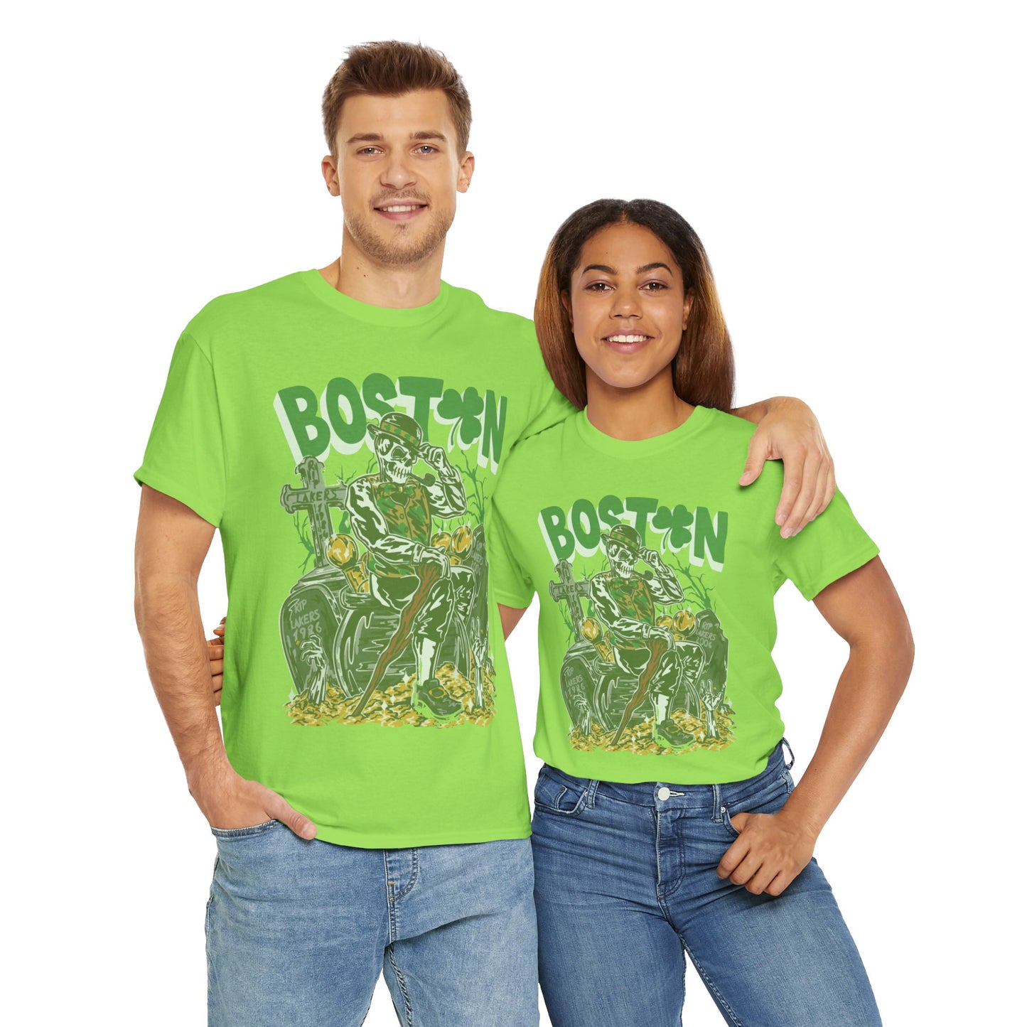 Boston Graphic Tee, Unisex Heavy Cotton T-Shirt, Vintage Boston Shirt, Irish Pride Apparel, St. Patrick's Day Gift, Casual Wear