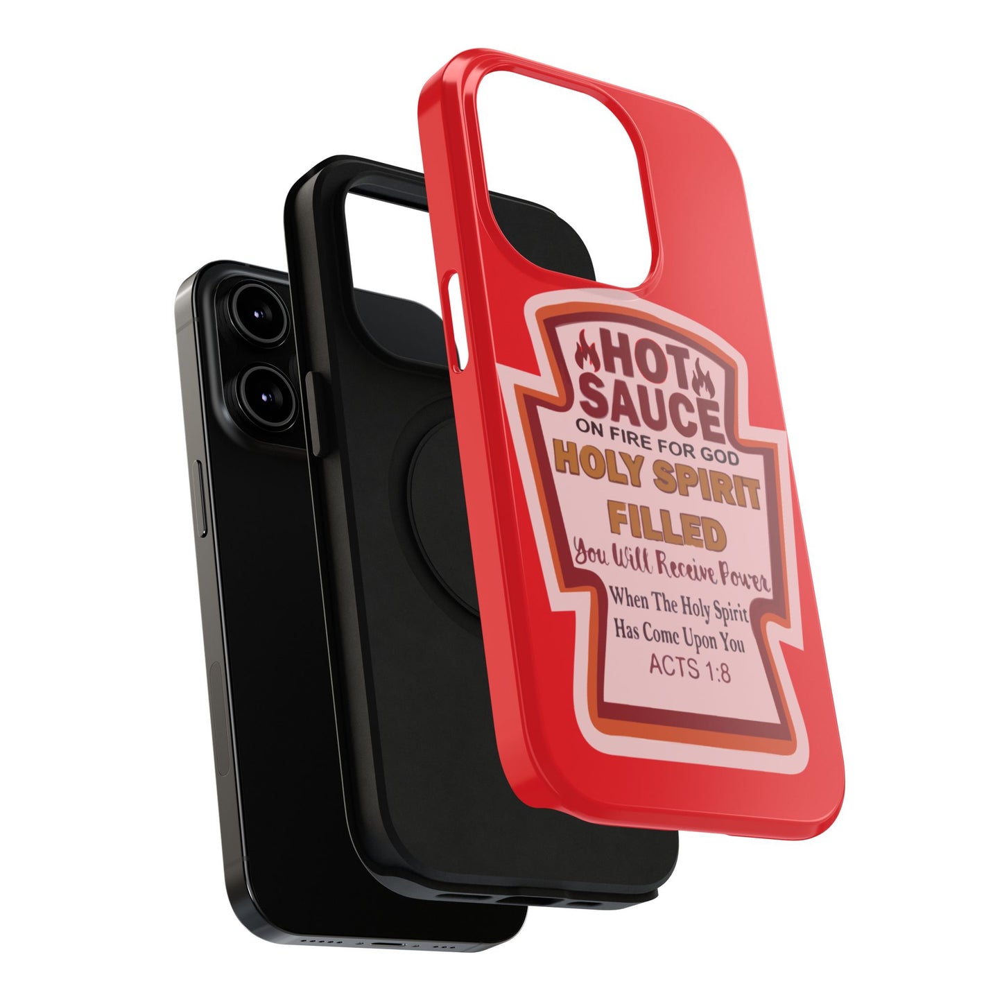 Holy Spirit Hot Sauce Phone Cases - Impact-Resistant, Christian Gift, Spiritual Reminder, Unique Design, Faith-Based Accessory