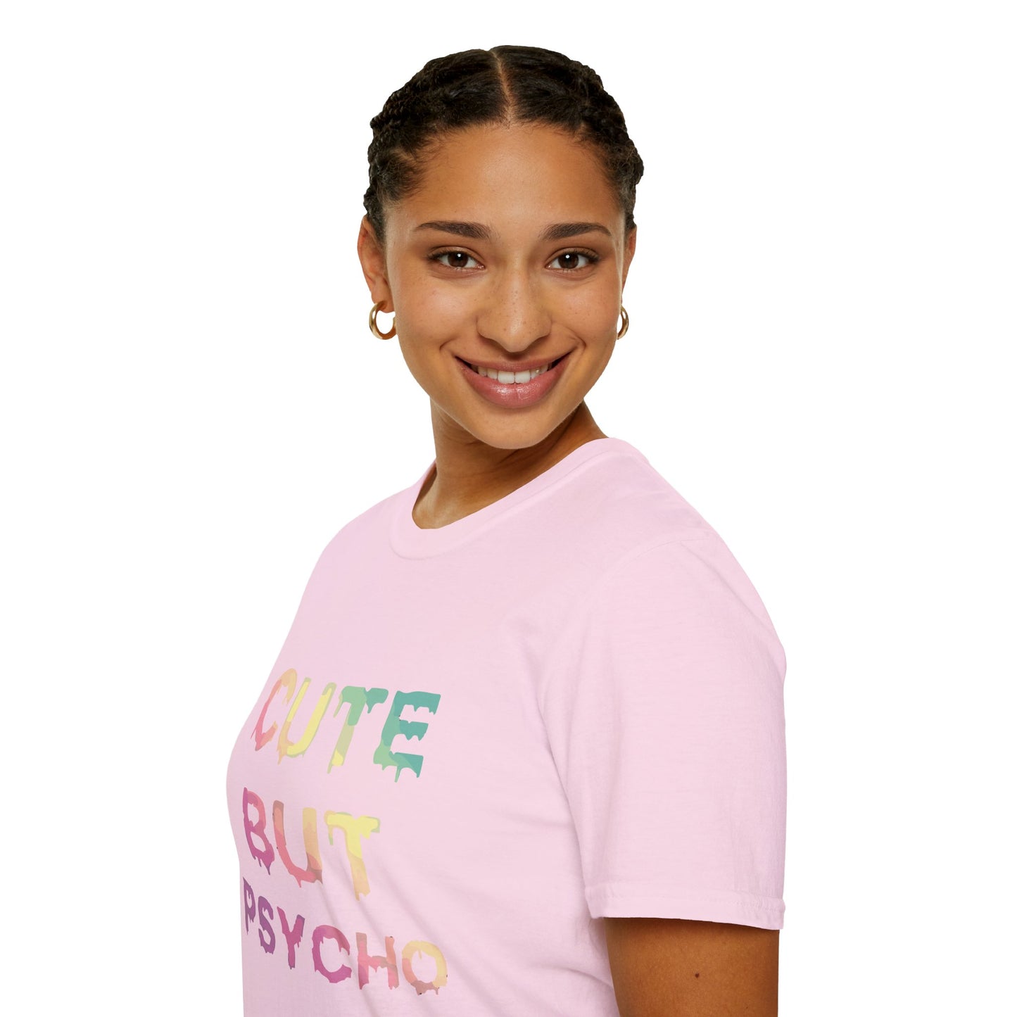 Cute But Psycho Unisex Softstyle T-Shirt, Trendy Graphic Tee, Casual Fashion, Gift for Friends, Everyday Wear, Birthday Present