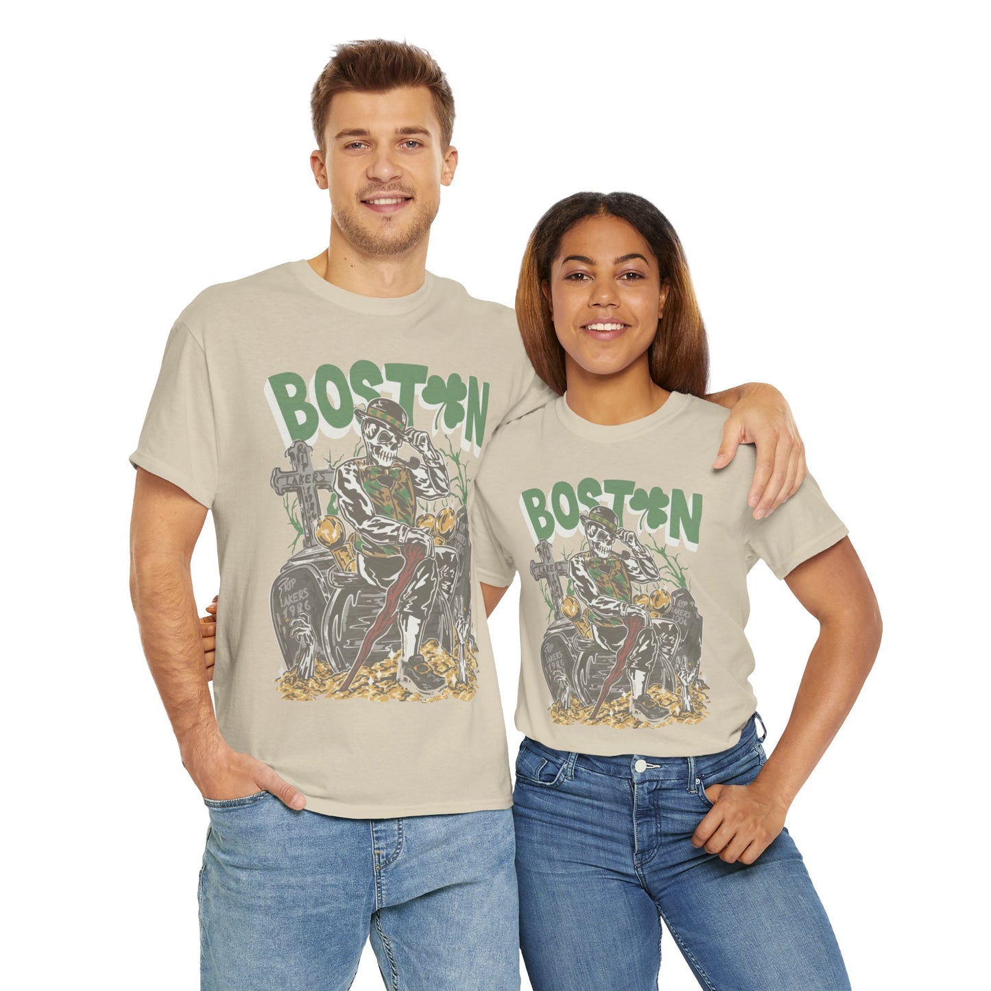 Boston Graphic Tee, Unisex Heavy Cotton T-Shirt, Vintage Boston Shirt, Irish Pride Apparel, St. Patrick's Day Gift, Casual Wear