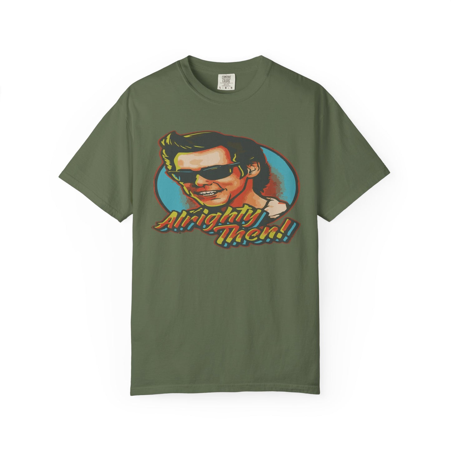 Retro Graphic T-Shirt, Unisex Garment-Dyed Tee, Vintage Style Shirt, Alright Men! Humor Top, Casual Apparel for All Occasions
